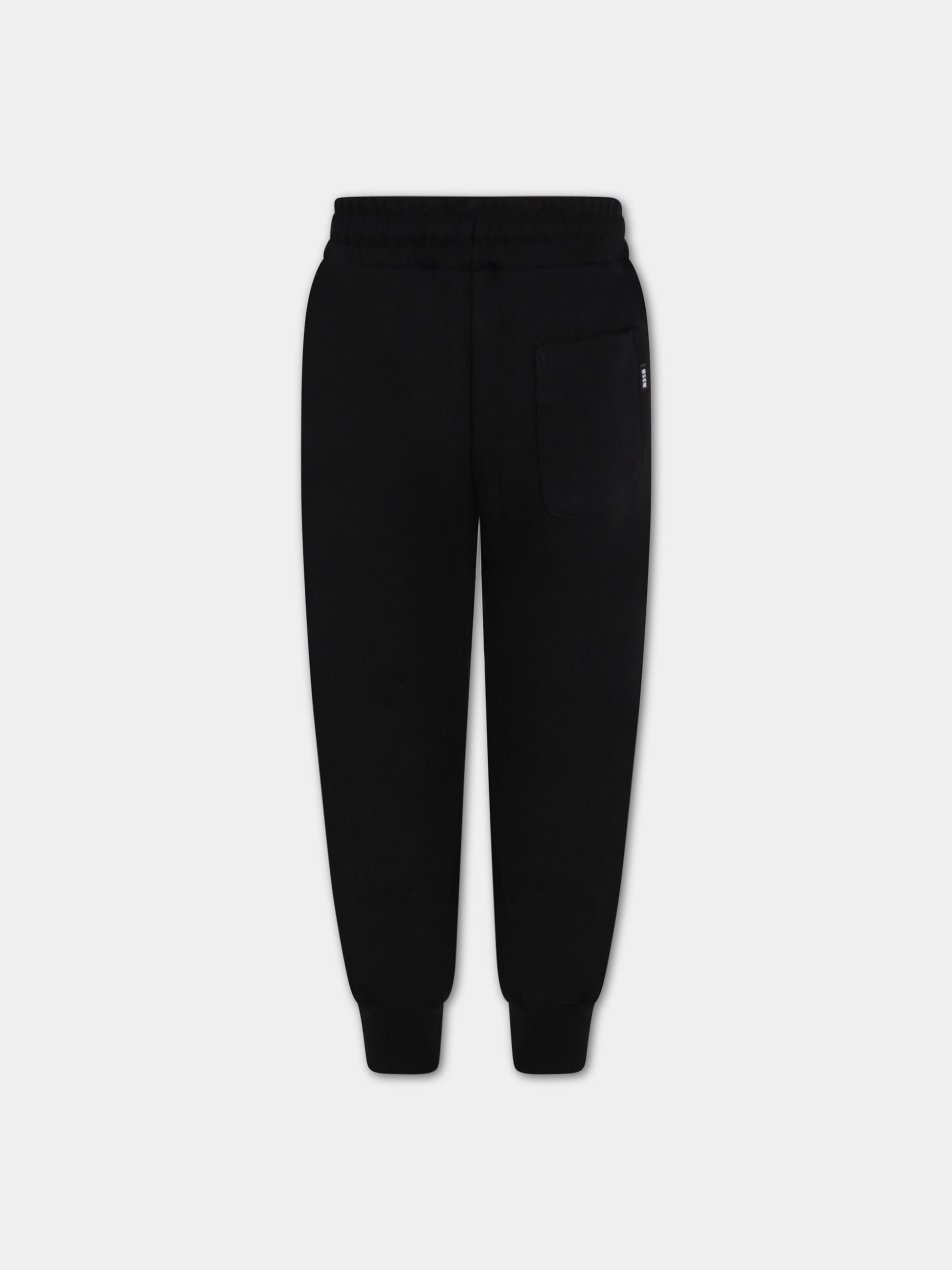 Pantaloni neri da tuta per bambino con logo bianco,Msgm Kids,MS029342 110