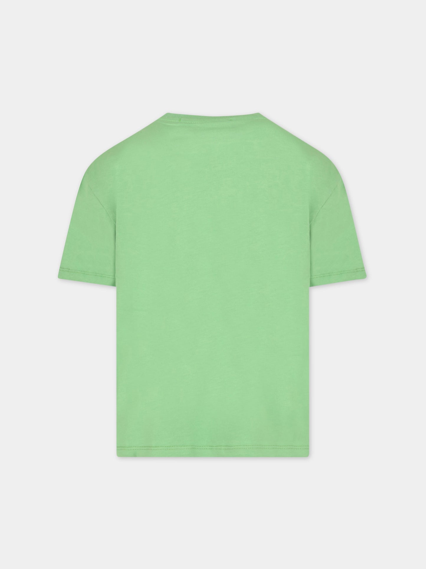 T-shirt verde per bambini con logo bianco,Msgm Kids,MS029372 902