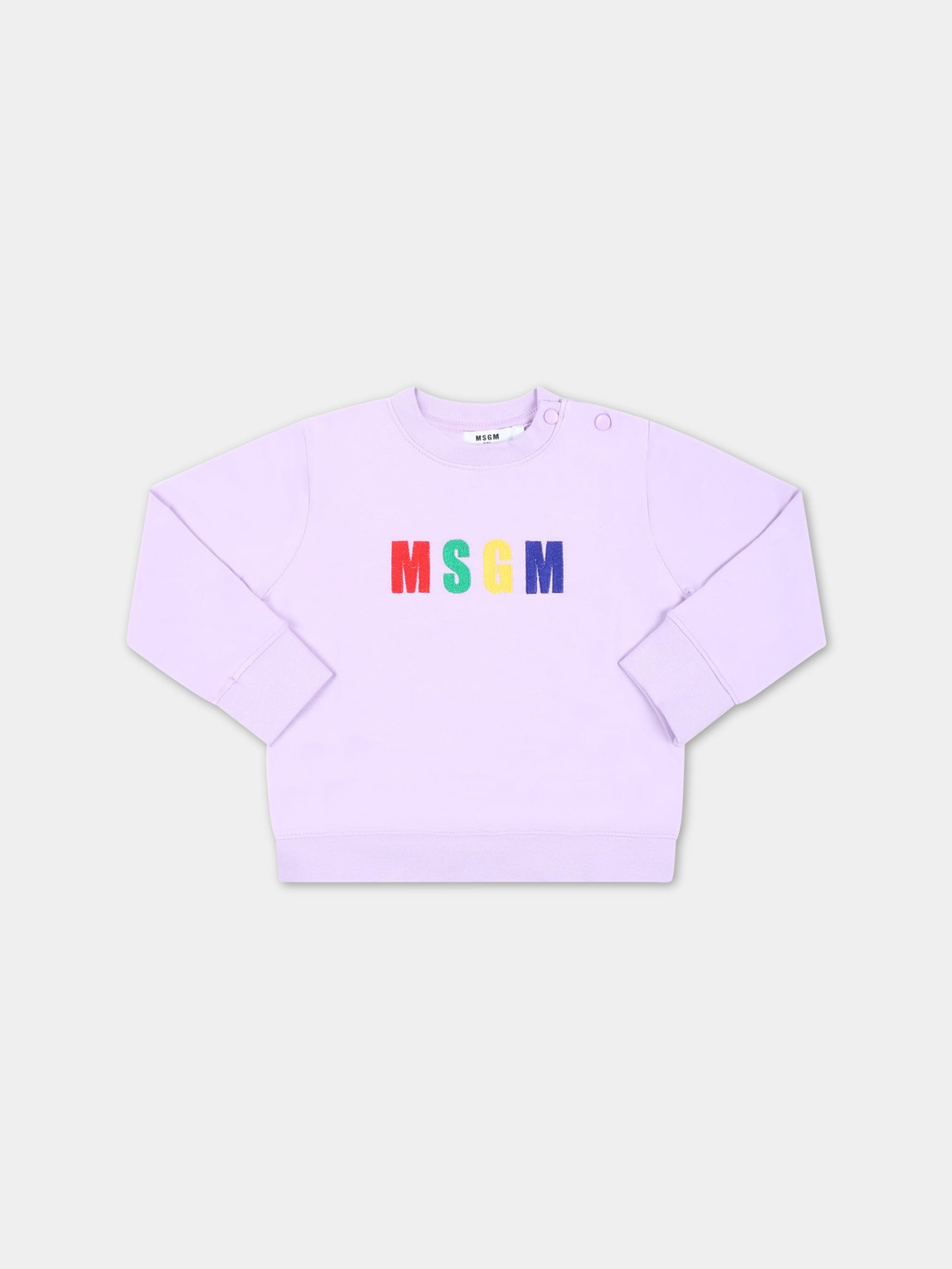 Felpa viola per neonata con logo multicolor,Msgm Kids,MS029358 071
