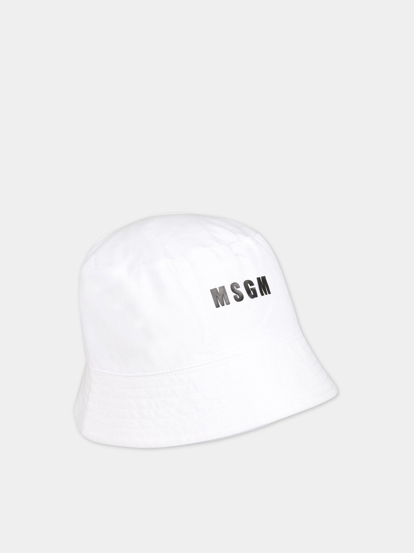 Cloche bianco per bambini con logo,Msgm Kids,MS029390 001
