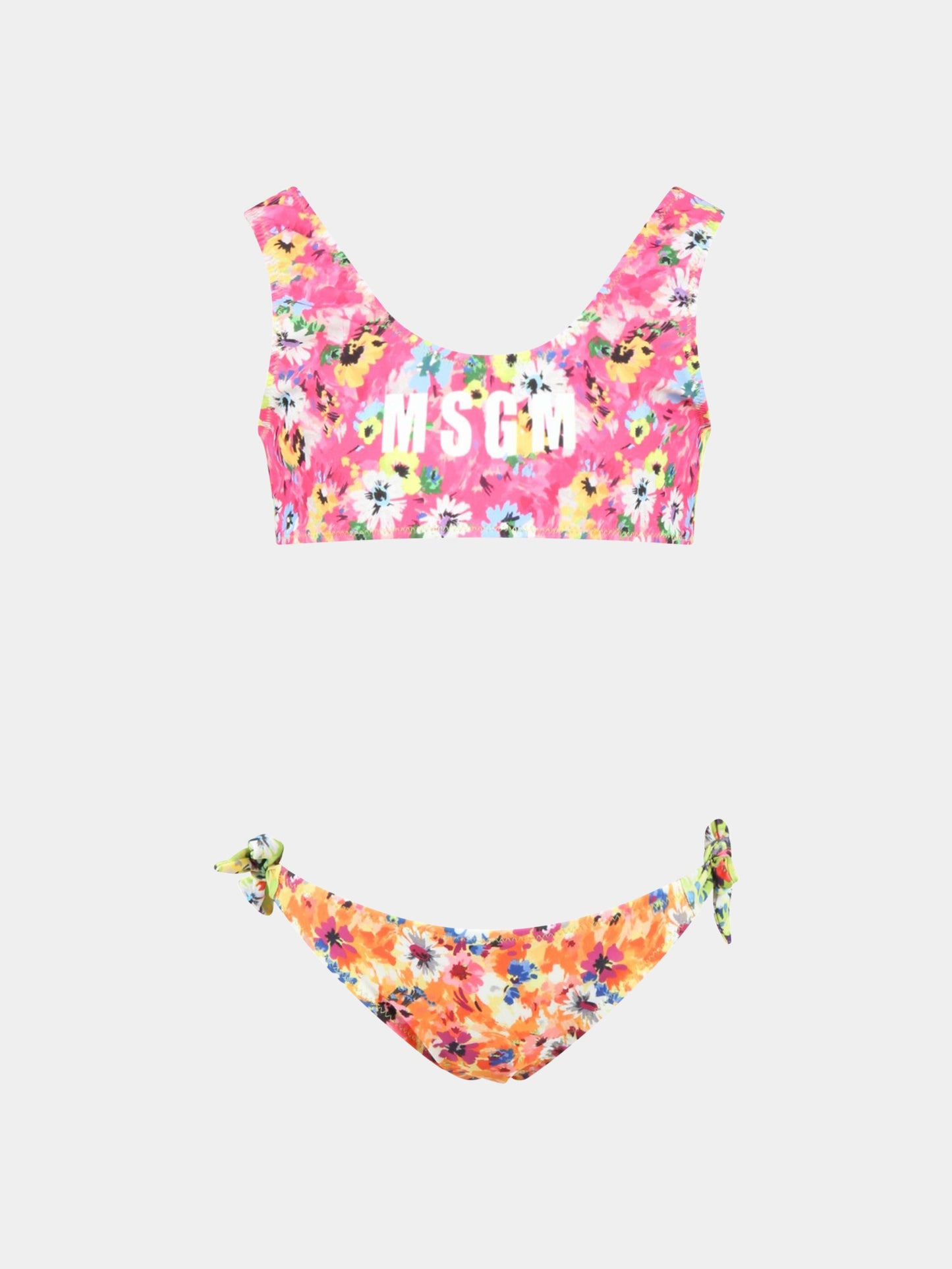 Bikini multicolor per bambina con stampa floreale,Msgm Kids,MS029353 200