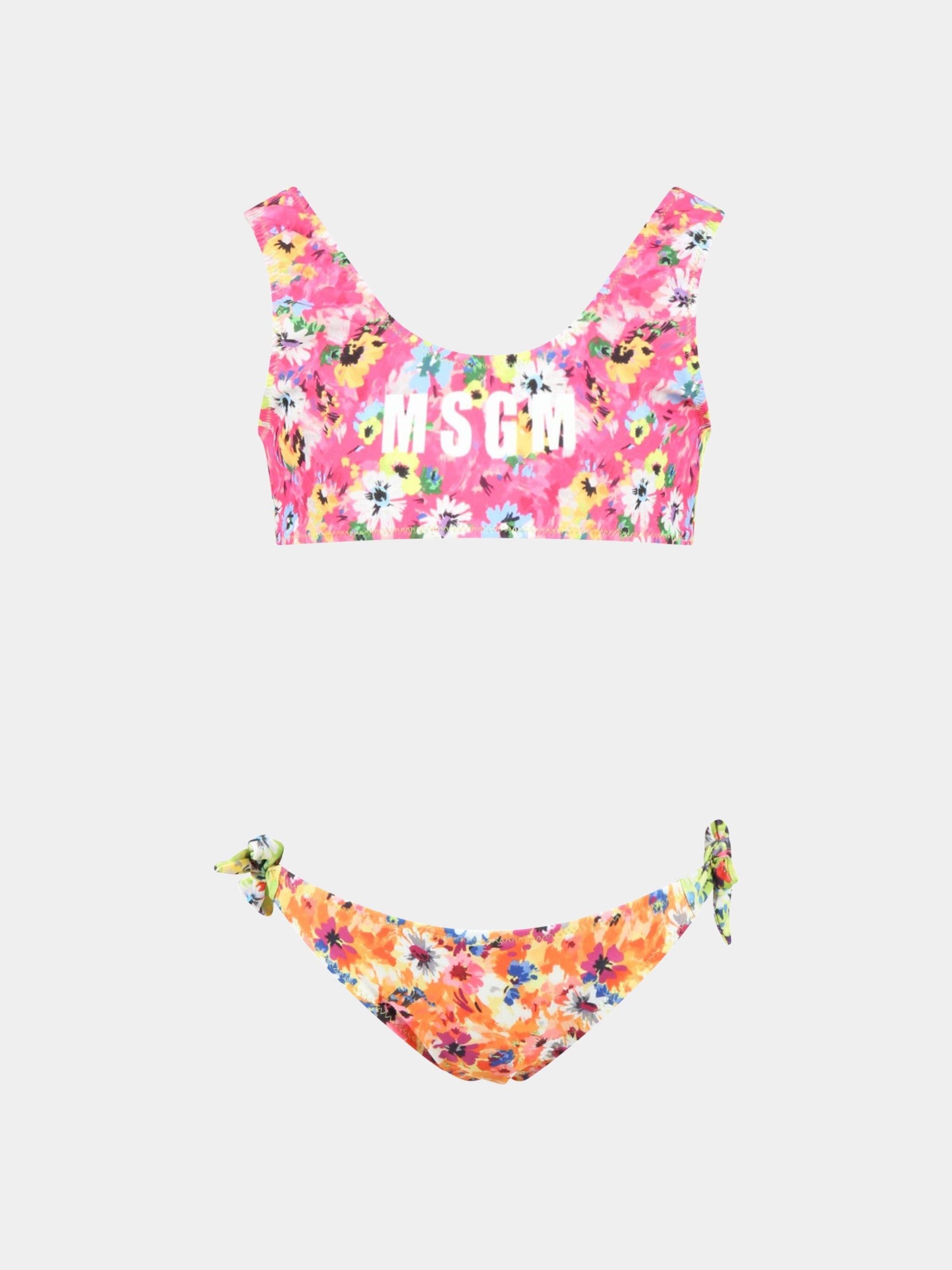 Bikini multicolor per bambina con stampa floreale,Msgm Kids,MS029353 200
