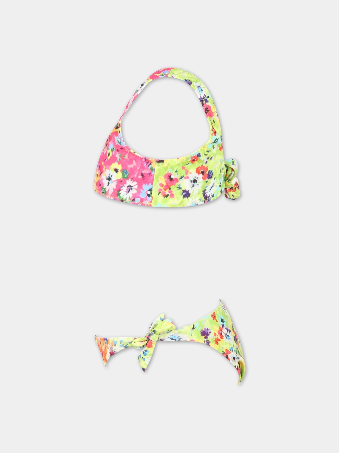 Bikini multicolor per bambina con stampa floreale,Msgm Kids,MS029353 200
