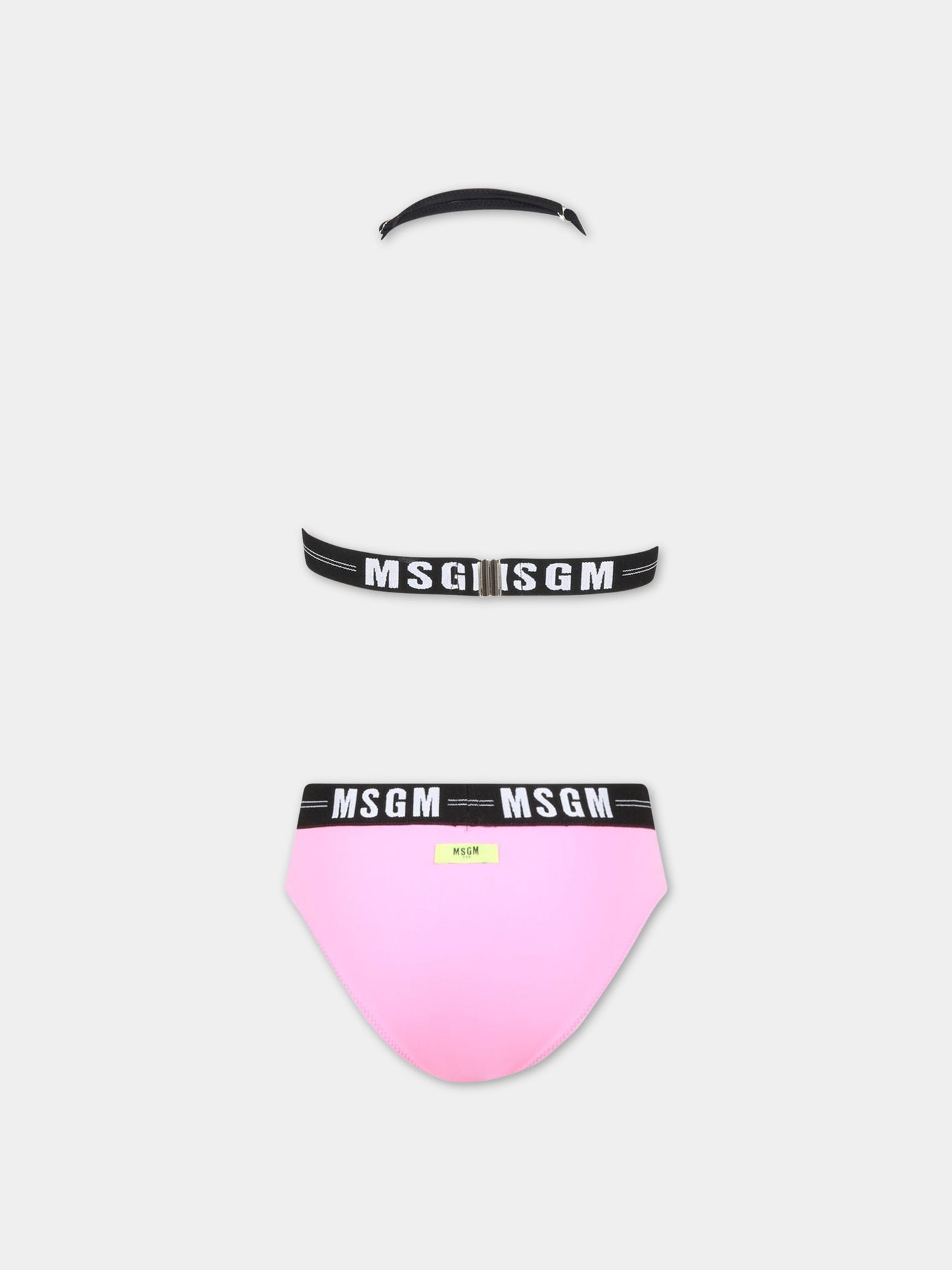 Bikini rosa per bambina con logo bianco,Msgm Kids,MS029344 042