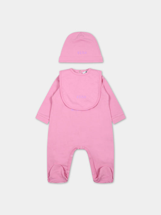 Set rosa per neonata con logo viola,Msgm Kids,MS029364 042