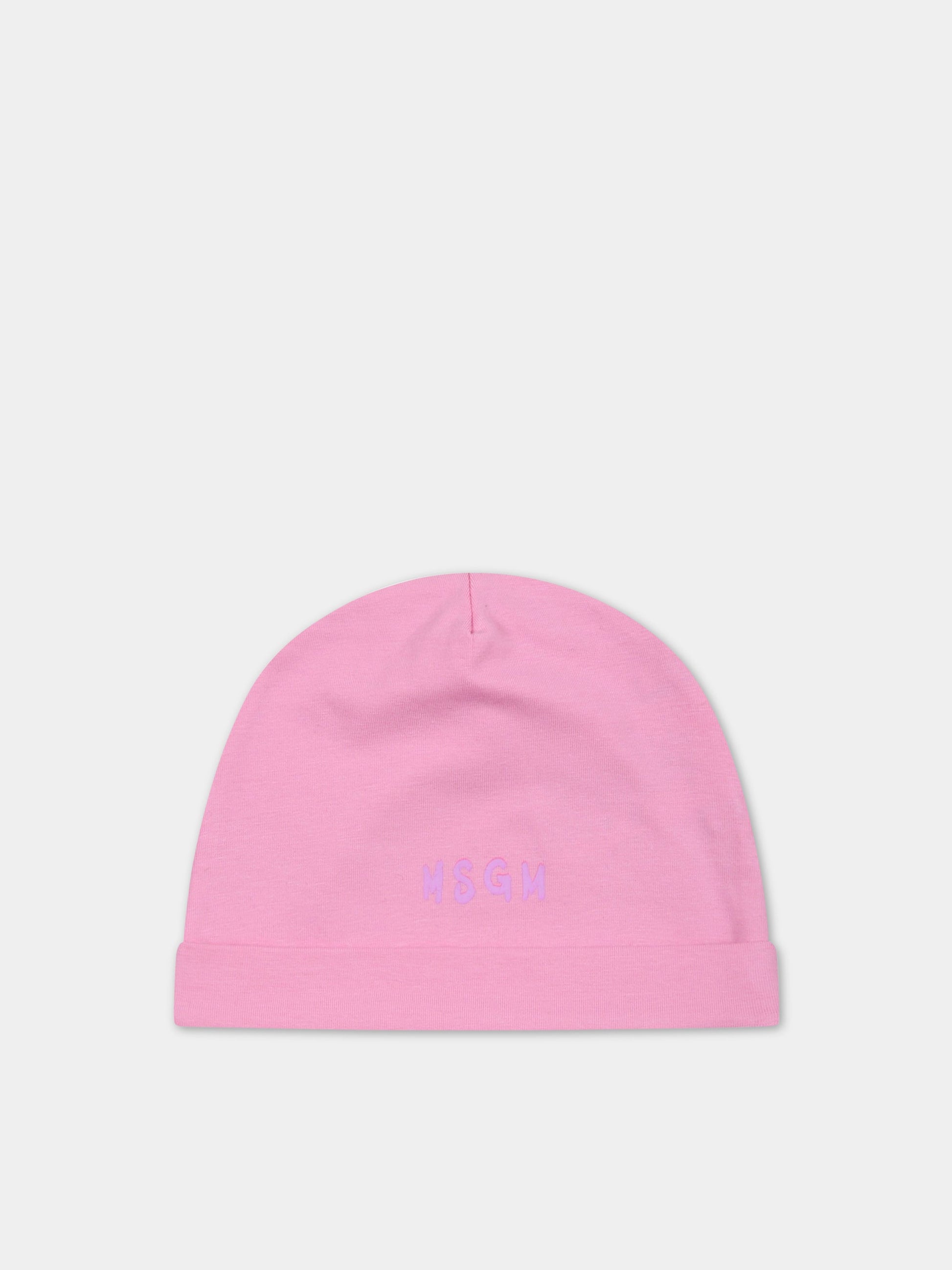 Set rosa per neonata con logo viola,Msgm Kids,MS029364 042