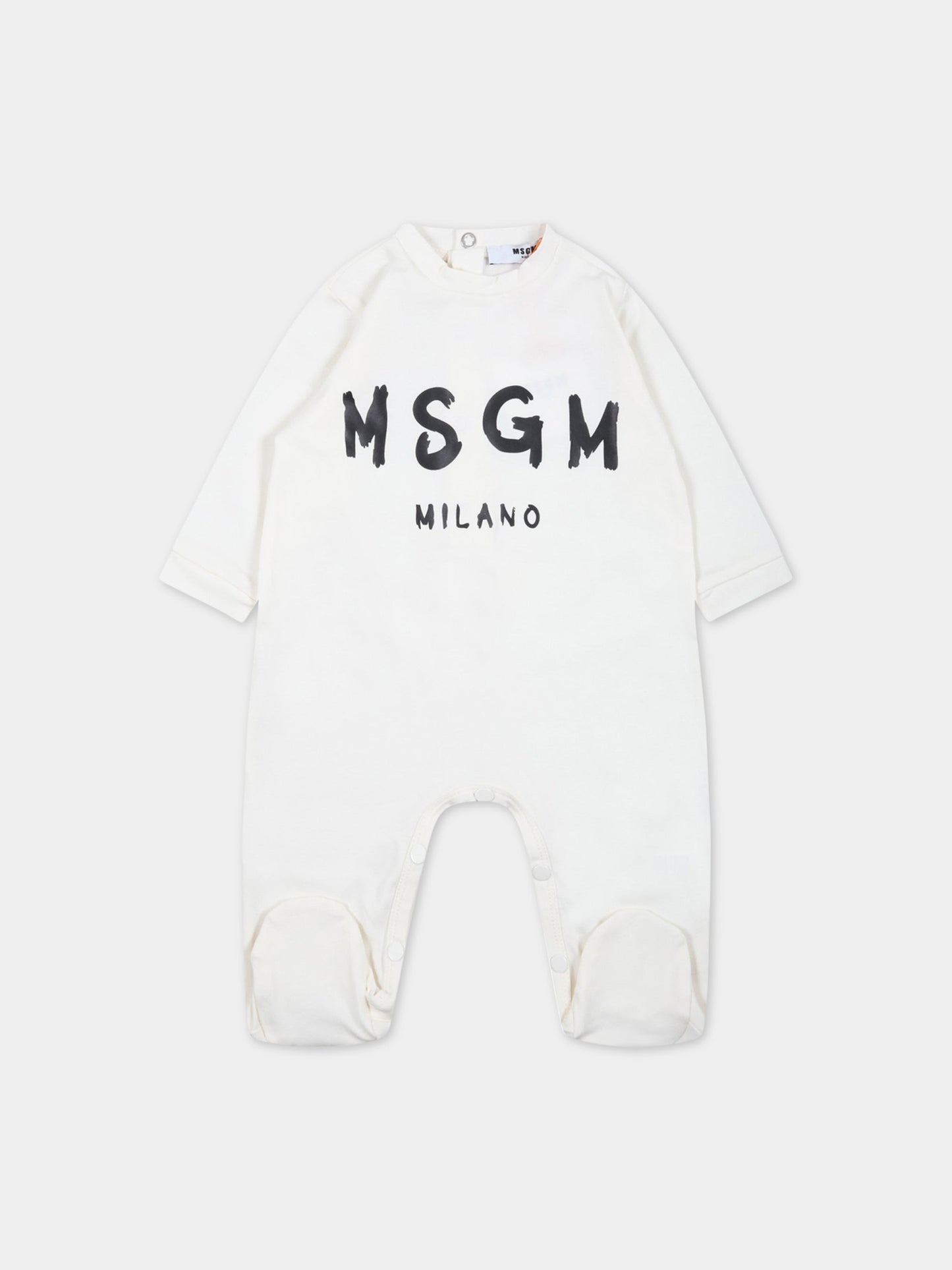 Set bianco per neonati con logo nero,Msgm Kids,MS029364 013