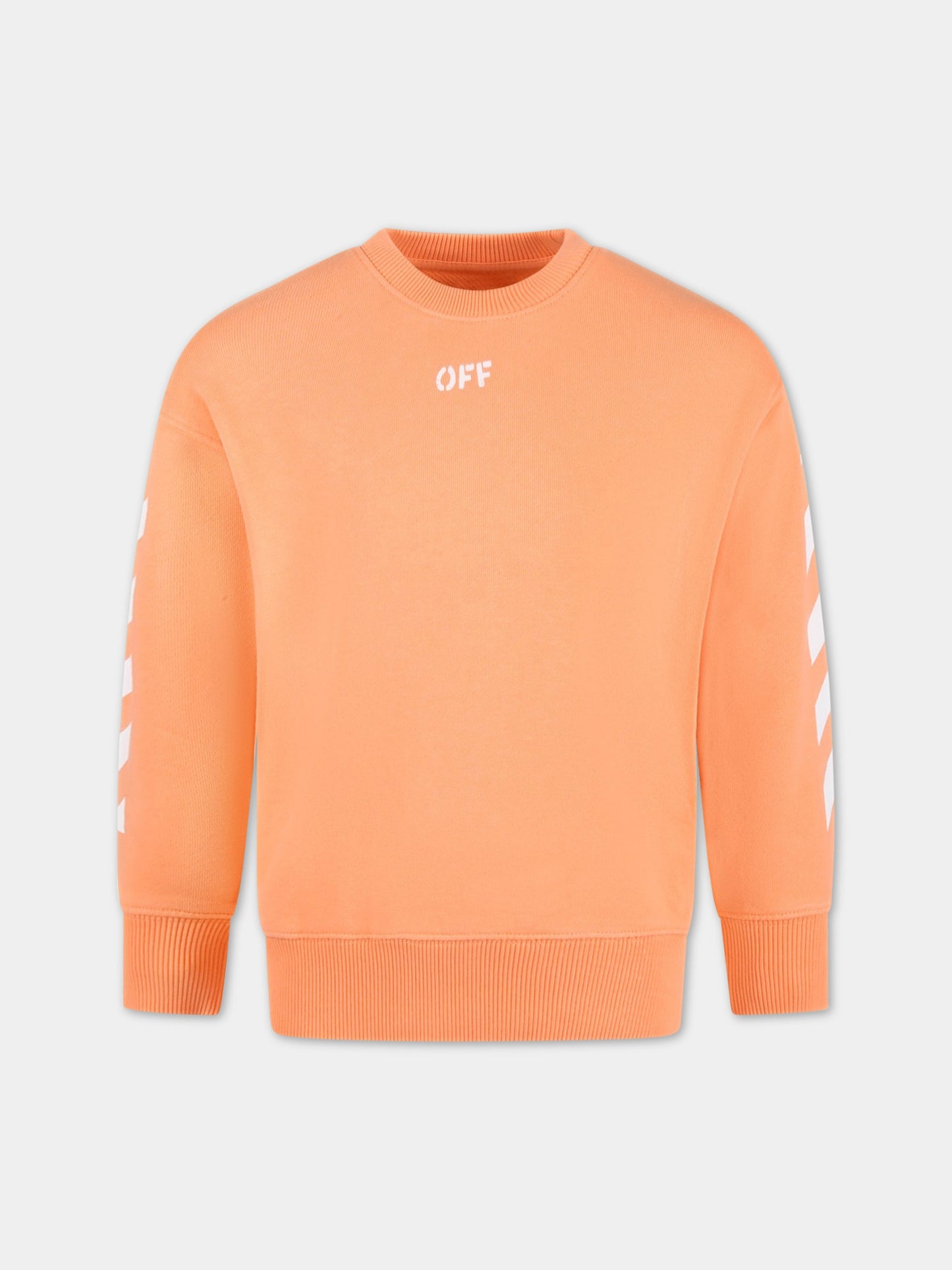 Felpa arancione per bambini con logo bianco,Off White,OGBA001S23FLE0022101