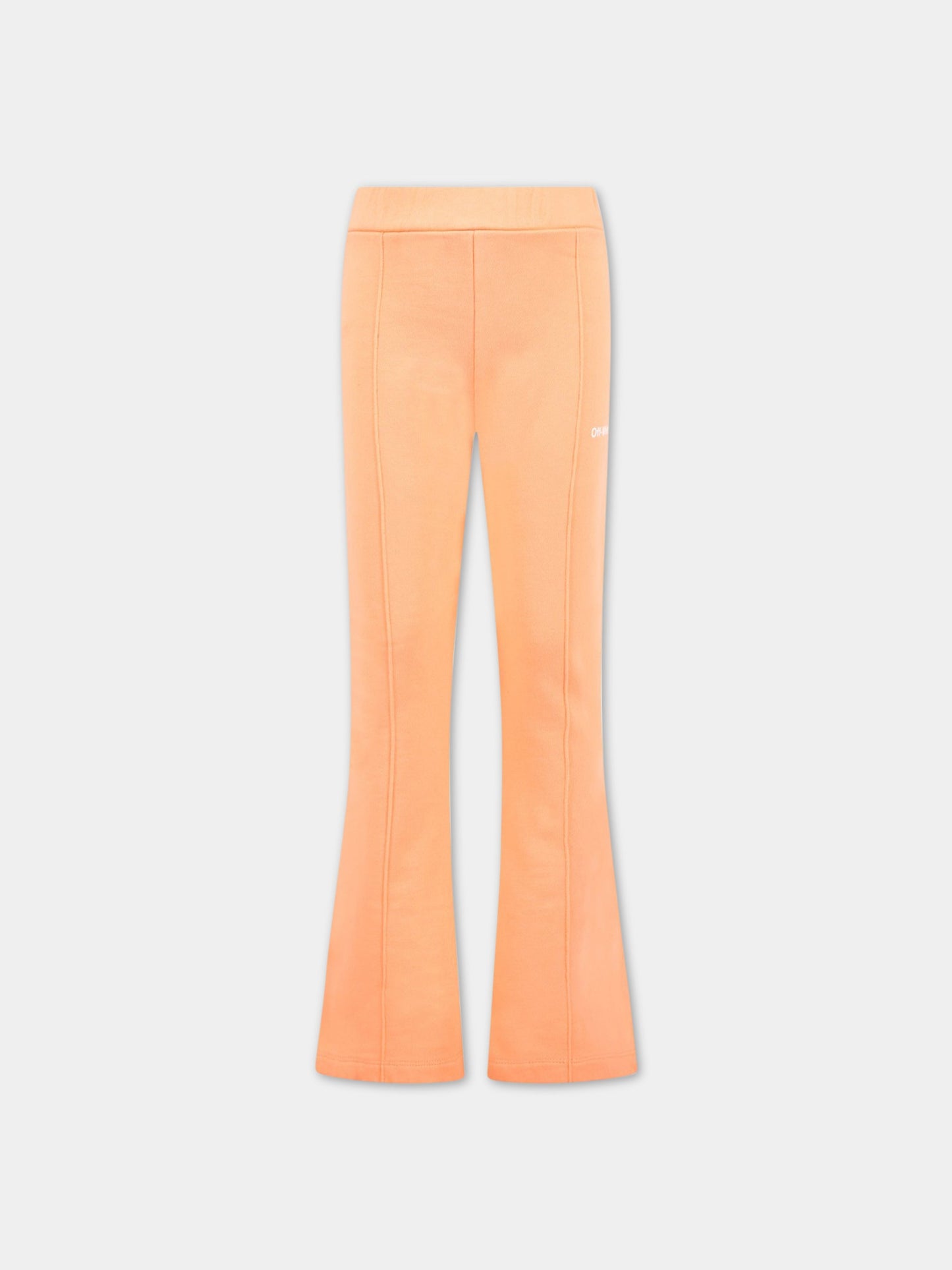 Pantaloni arancioni da tuta per bambina con logo bianco,Off White,OGCH005S23FLE0012101
