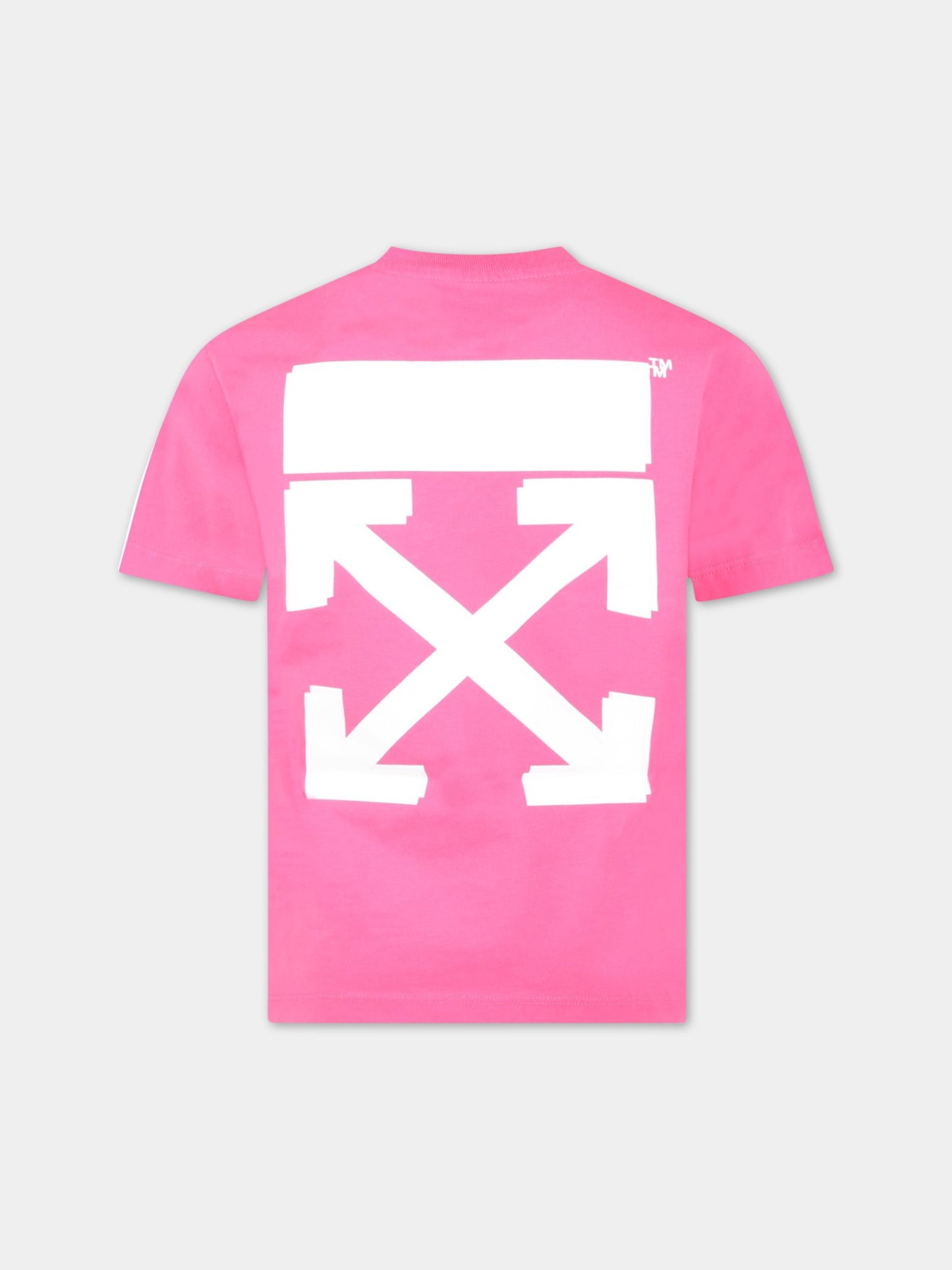 T-shirt fucsia per bambina con logo bianco,Off White,OGAA001S23JER0013201