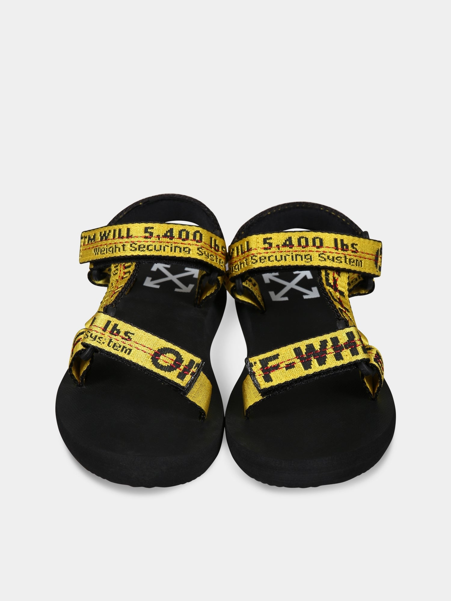Sandali nero per bambina con logo,Off White,OGIH001S23FAB0011810