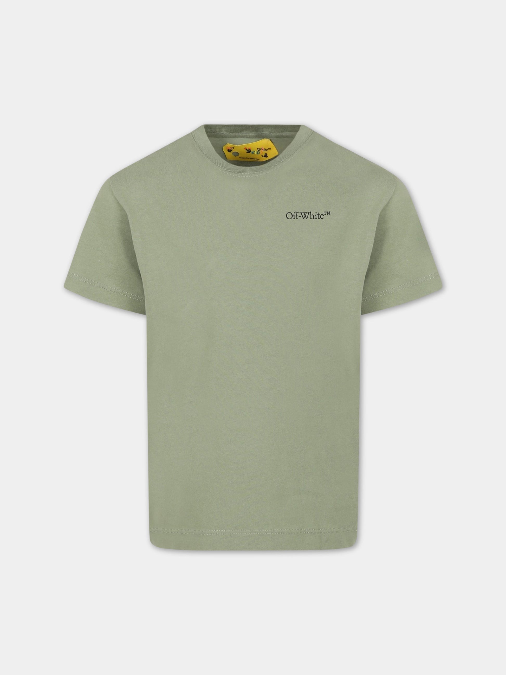 T-shirt verde per bambino con logo,Off White,OBAA002S23JER0085010