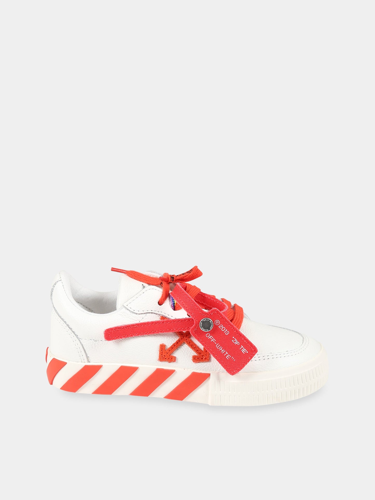 Sneakers bianche per bambini con iconiche frecce rosse,Off White,OBIA003S23LEA0010125