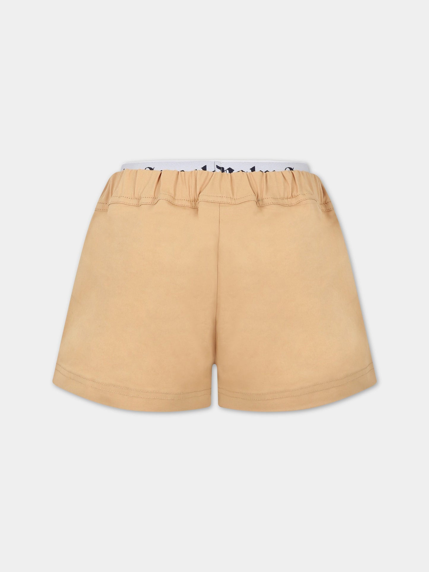 Shorts beige per bambino con logo,Palm Angels,PGCB005S23FAB0011701