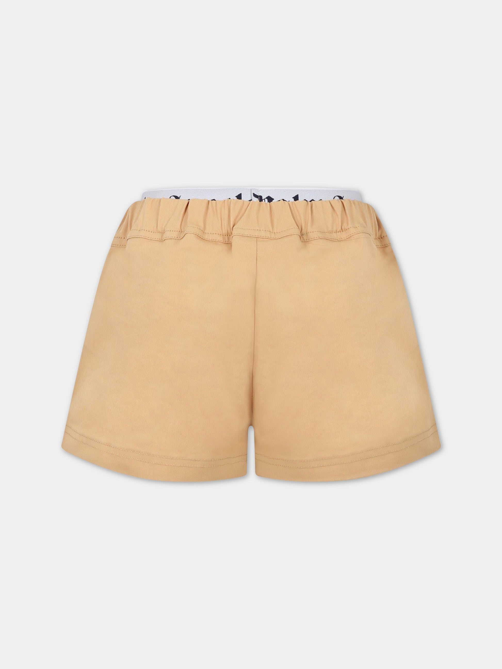 Shorts beige per bambino con logo,Palm Angels,PGCB005S23FAB0011701