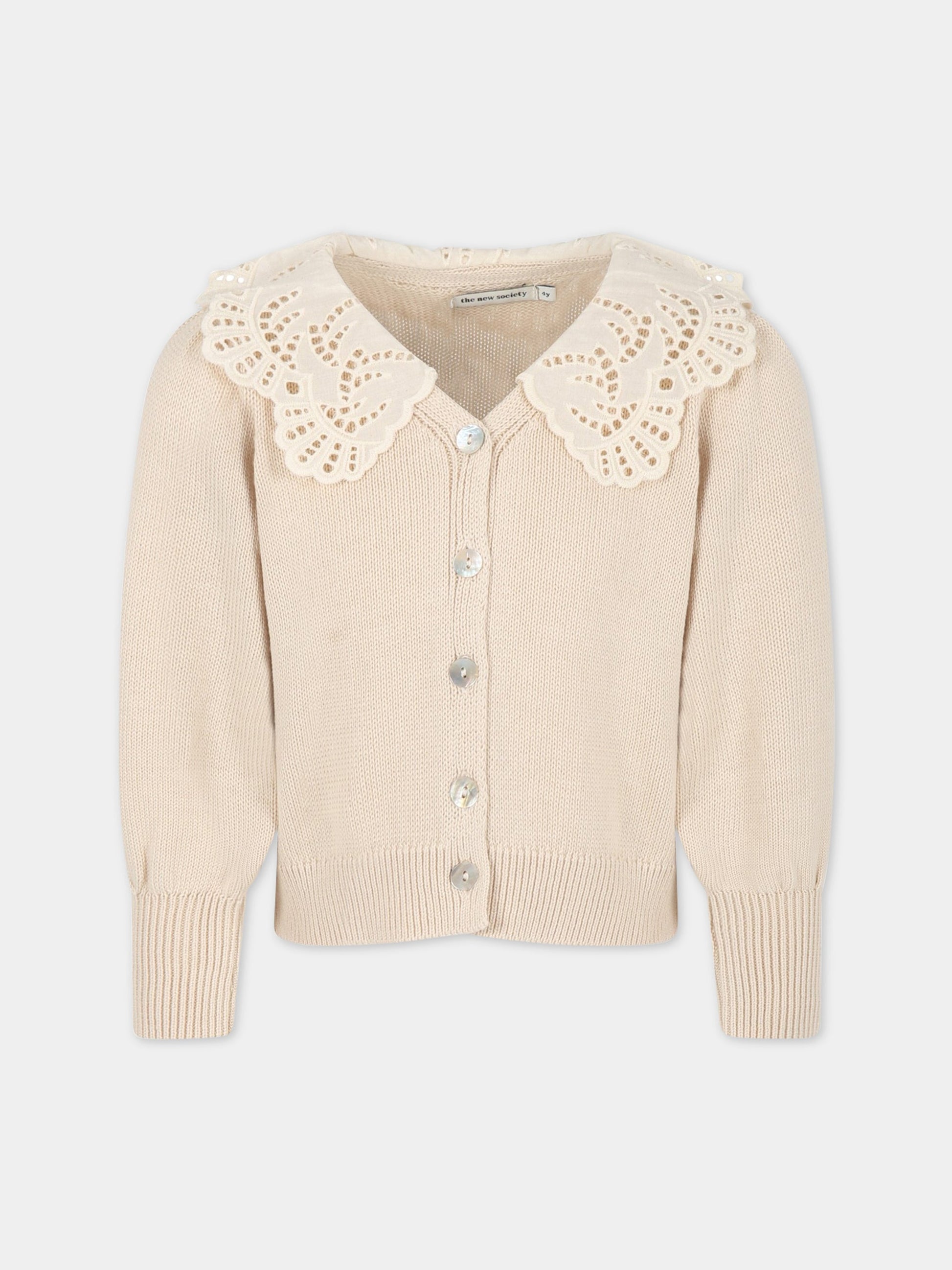 Cardigan avorio per bambina,The New Society,S23 K KN011 VENERA
