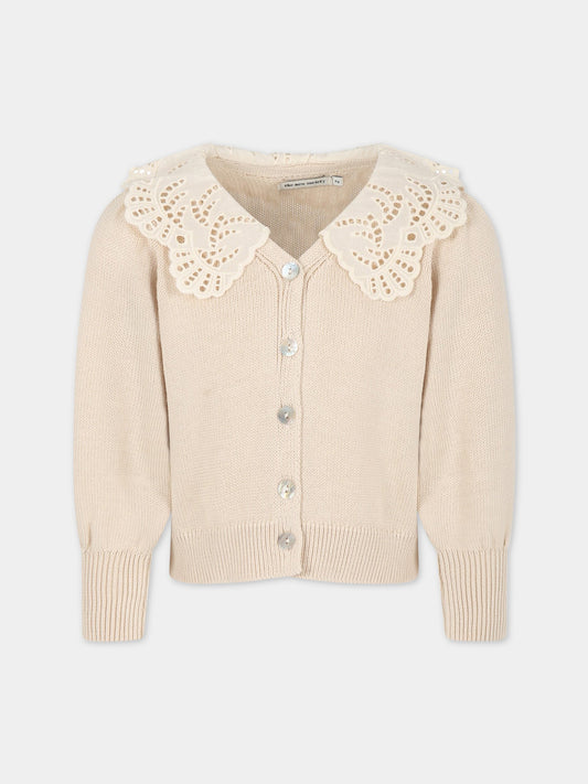 Cardigan avorio per bambina,The New Society,S23 K KN011 VENERA