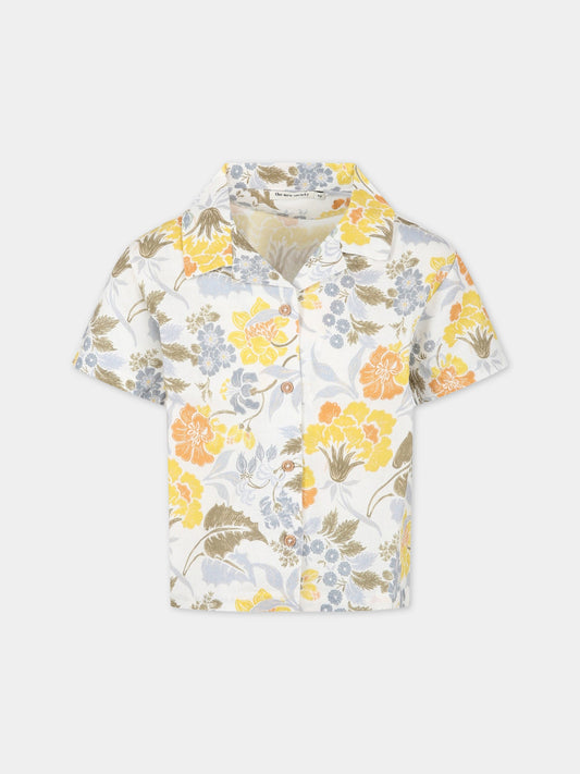 Camicia bianca per bambino con fiori all-over,The New Society,S23 K WV04 GIANNI