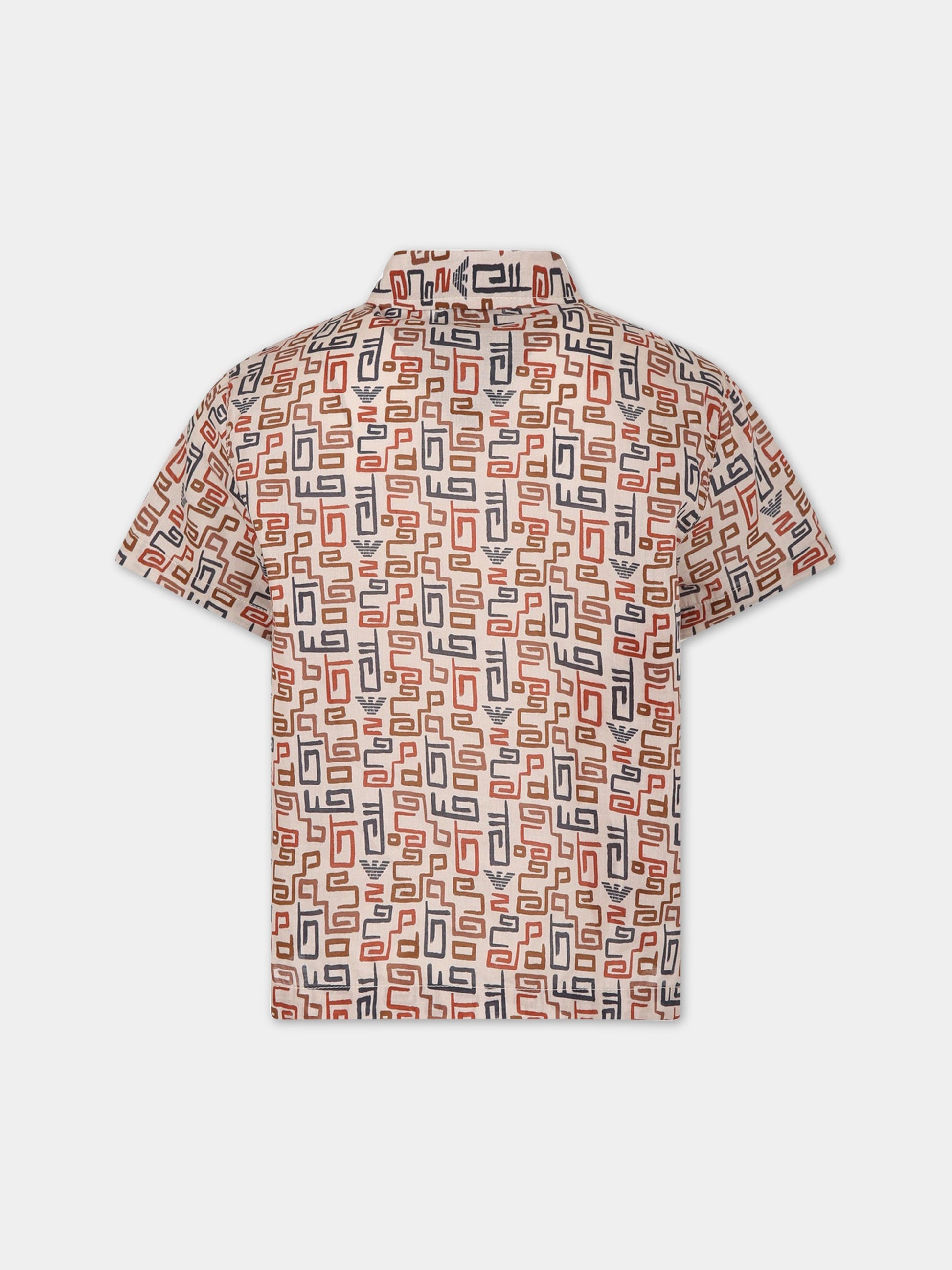 Camicia avorio per bambino con logo,Armani Junior,3R4C6D 1NS9Z F184