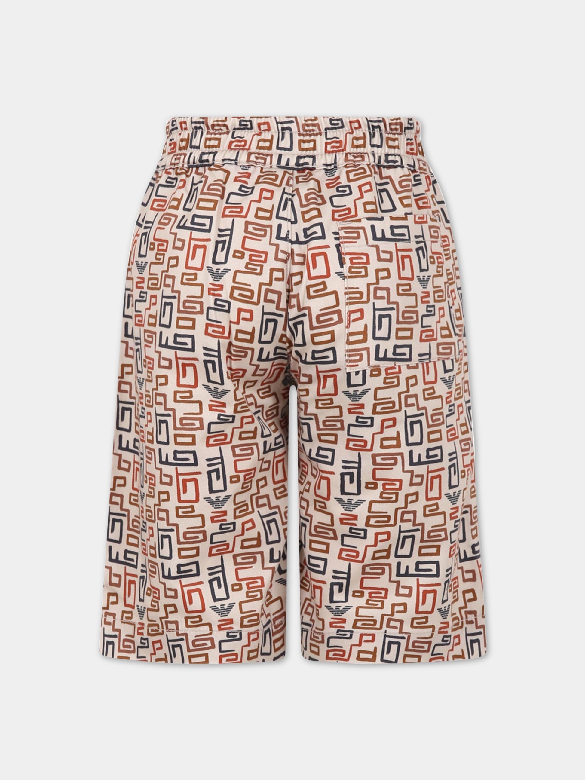 Shorts avorio per bambino con logo,Armani Junior,3R4S6F 1NX4Z F184