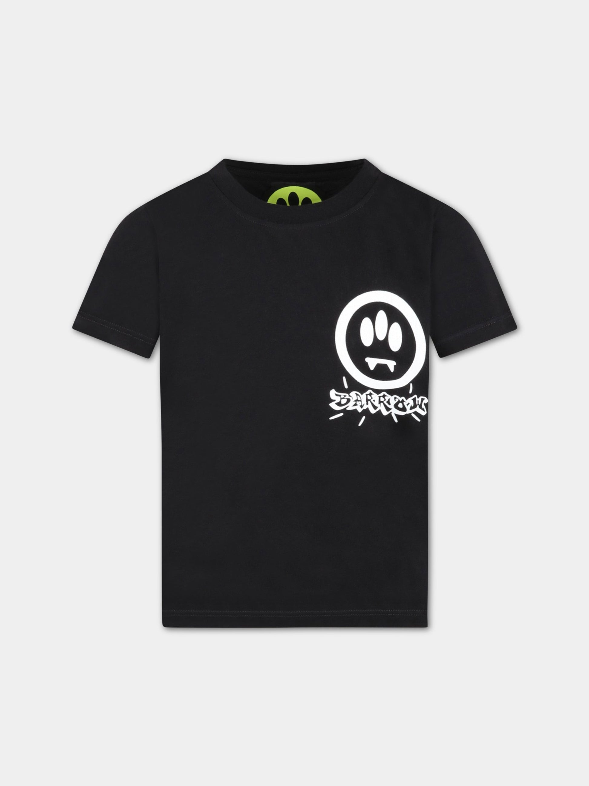 T-shirt nera per bambino con smile e palme,Barrow,033097 110