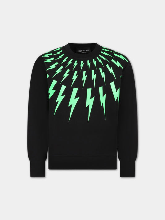 Felpa nera per bambino con iconiche saette,Neil Barrett Kids,033622 110/48