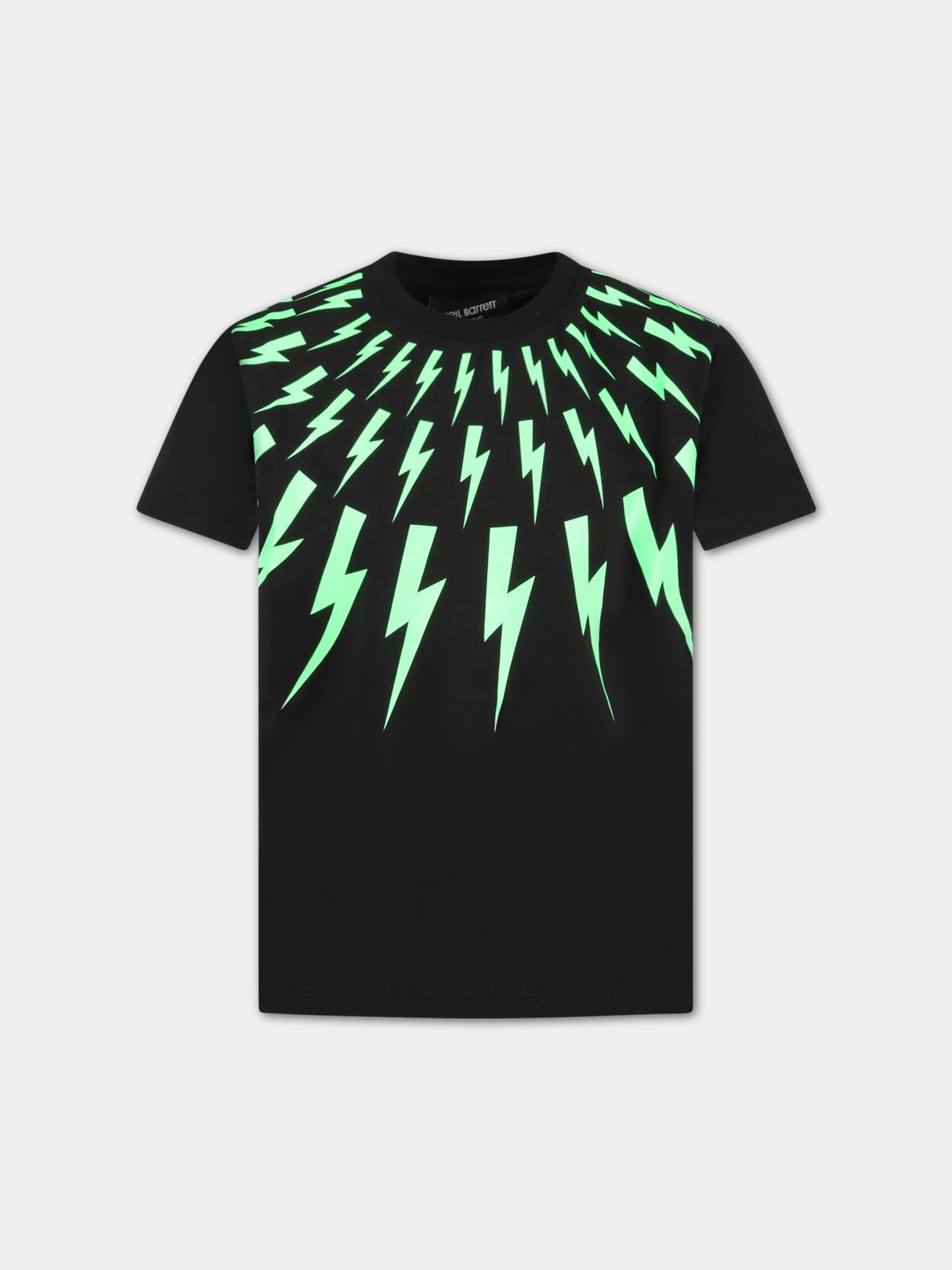 T-shirt nera per bambino con iconiche saette,Neil Barrett Kids,033623 110/48