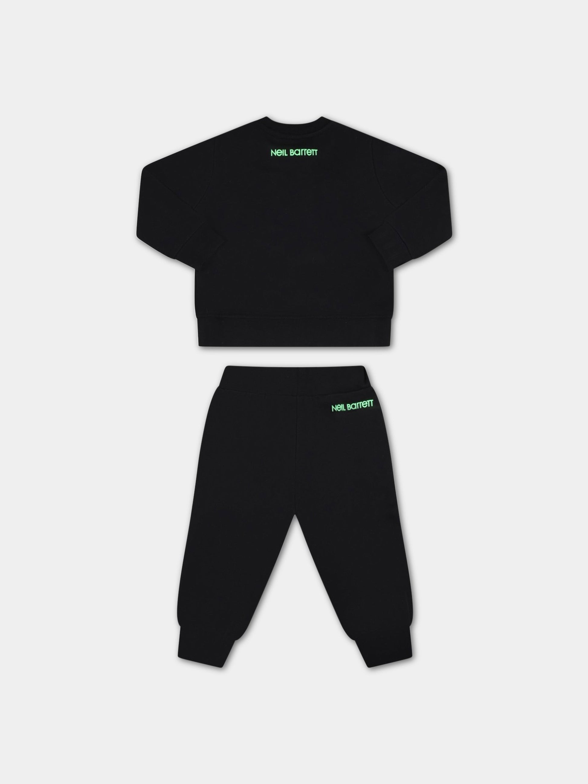 Tuta nera per neonato con sette,Neil Barrett Kids,033627 110/48