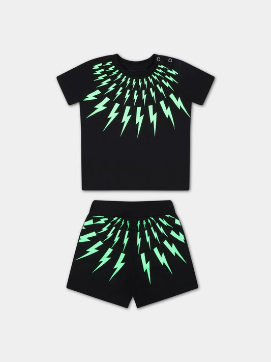 Tuta nera per neonato con iconiche saette,Neil Barrett Kids,033636 110/48