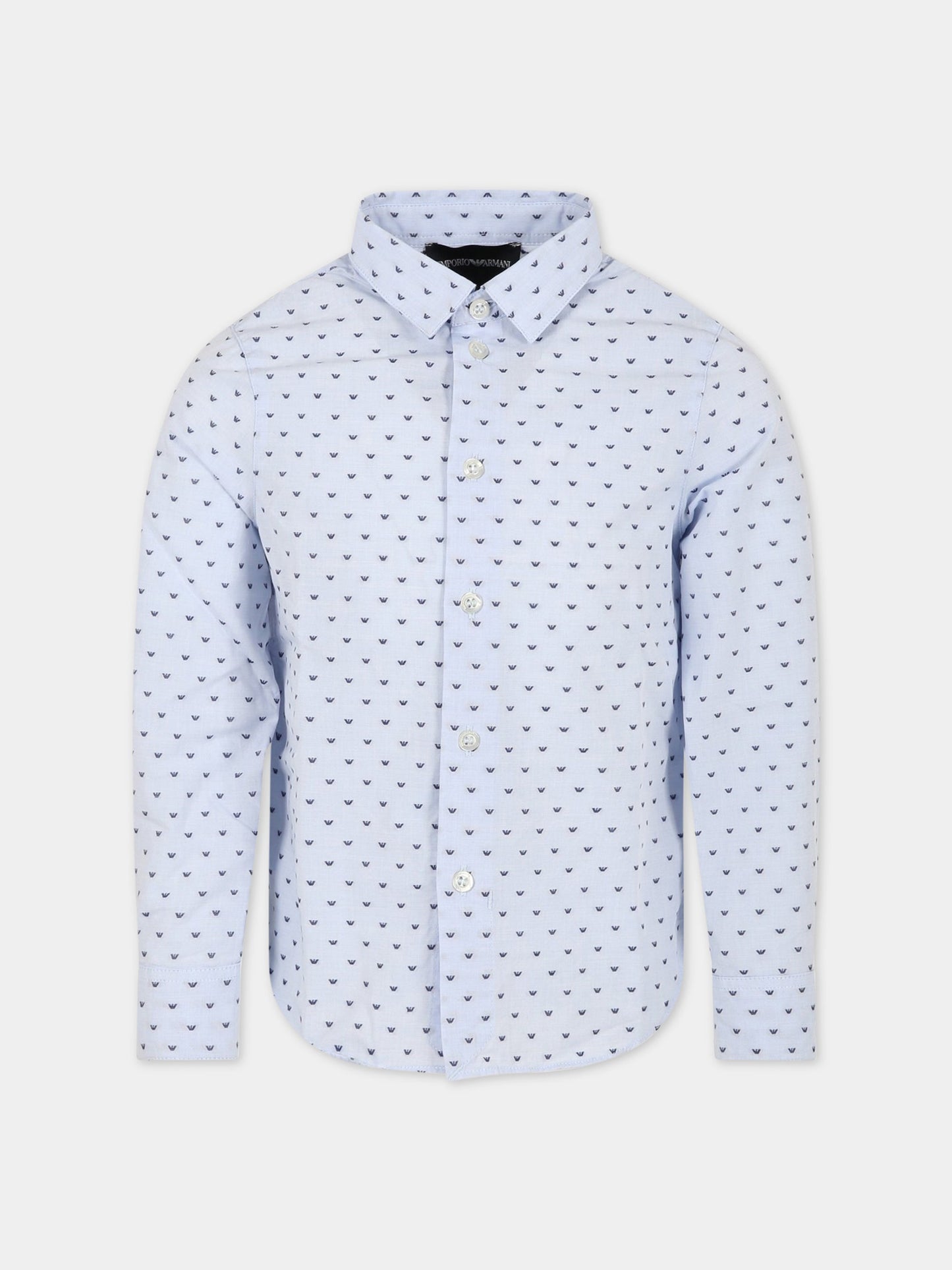 Camicia celeste per bambino con iconici aquilotti,Armani Junior,3R4C86 1K0BZ F747