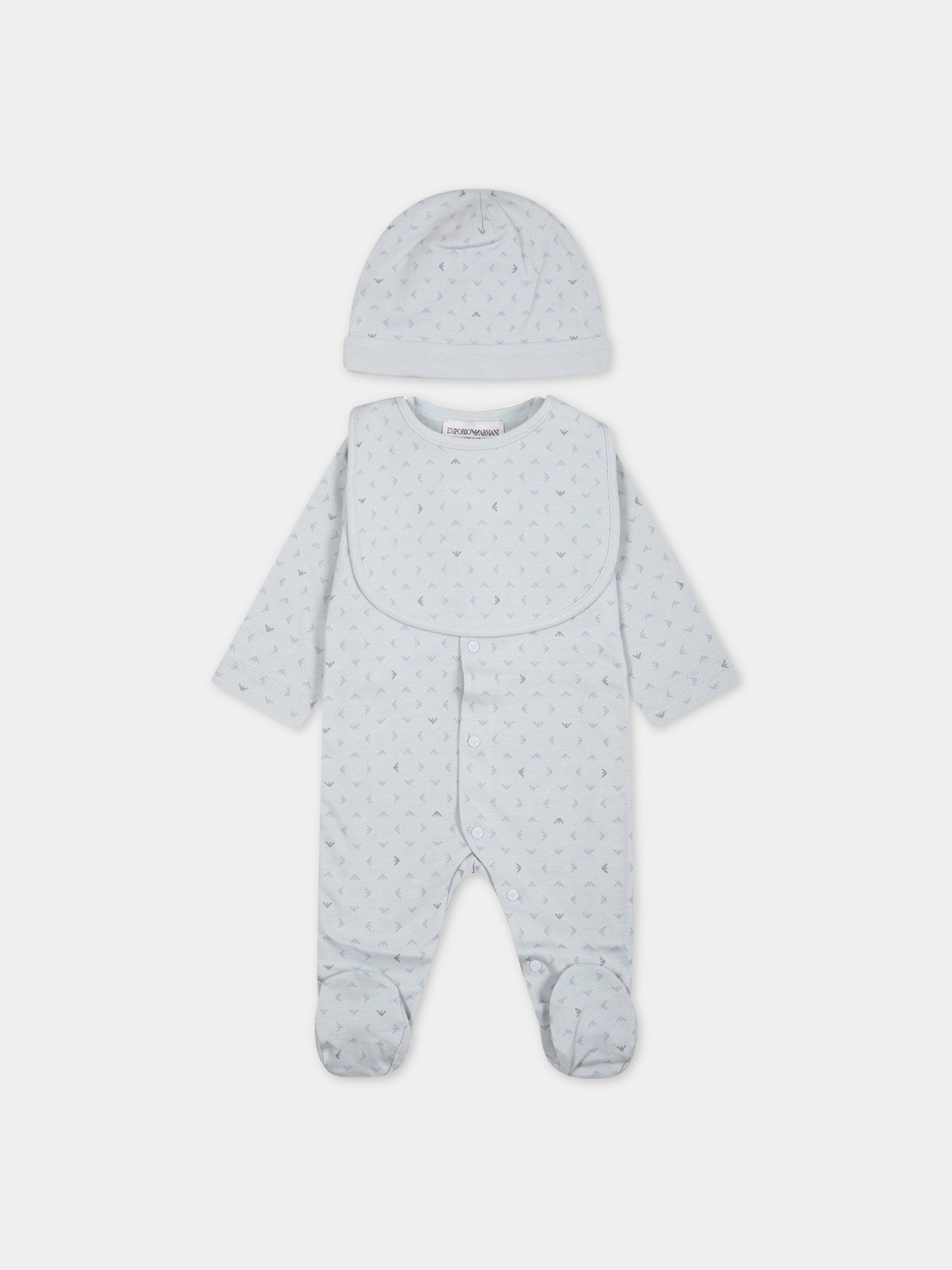 Set per neonato celeste con logo,Armani Junior,8NNV47 NJ05Z F705