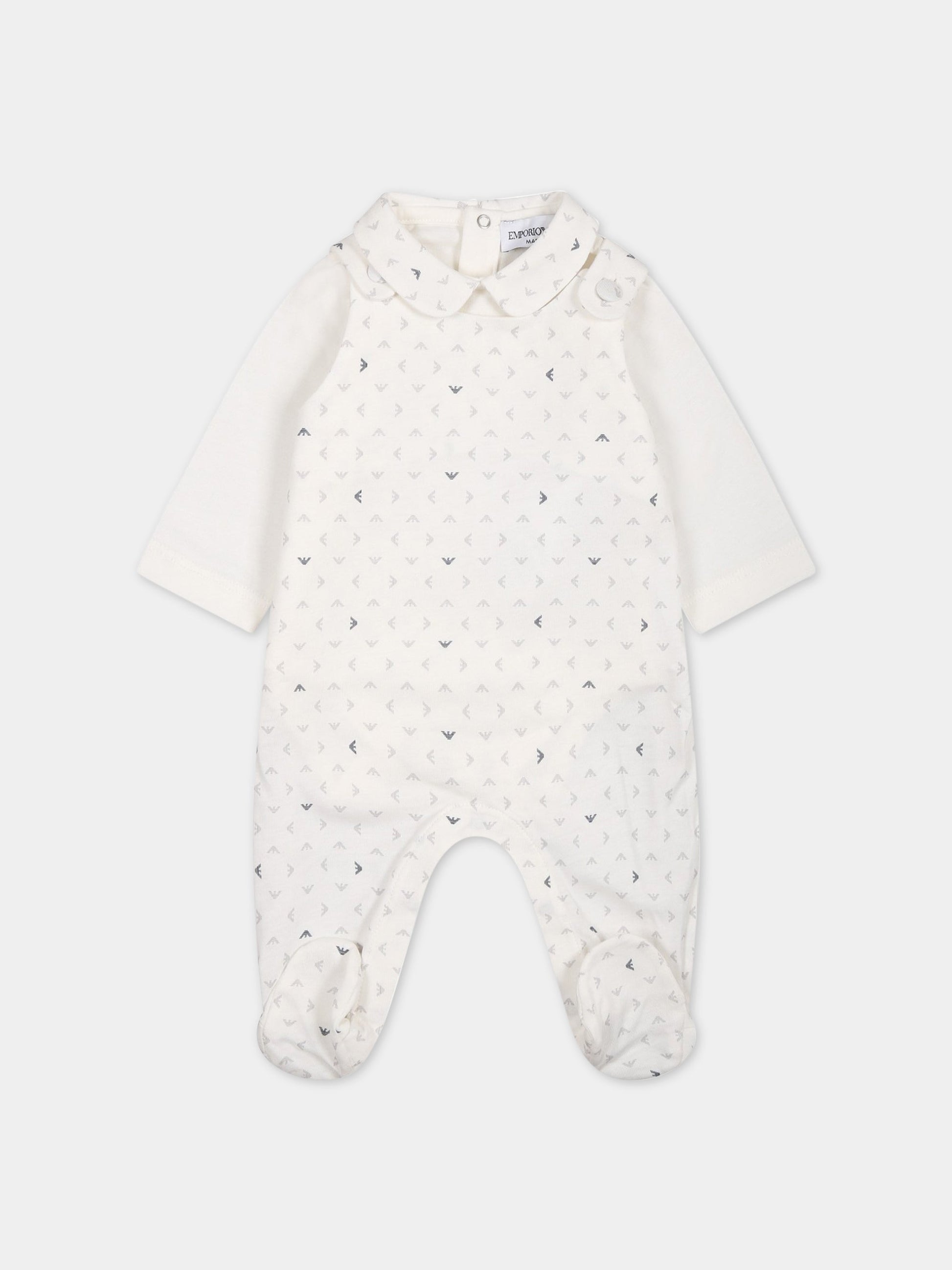 Coompleto bianco per neonato con iconici aquilotti,Armani Junior,8NNV48 NJ05Z F110