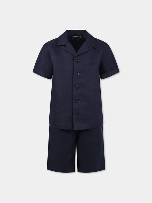 Completo blu per bambino con logo e iconico aquilotto,Armani Junior,3R4VJ4 4N7RZ 09J5