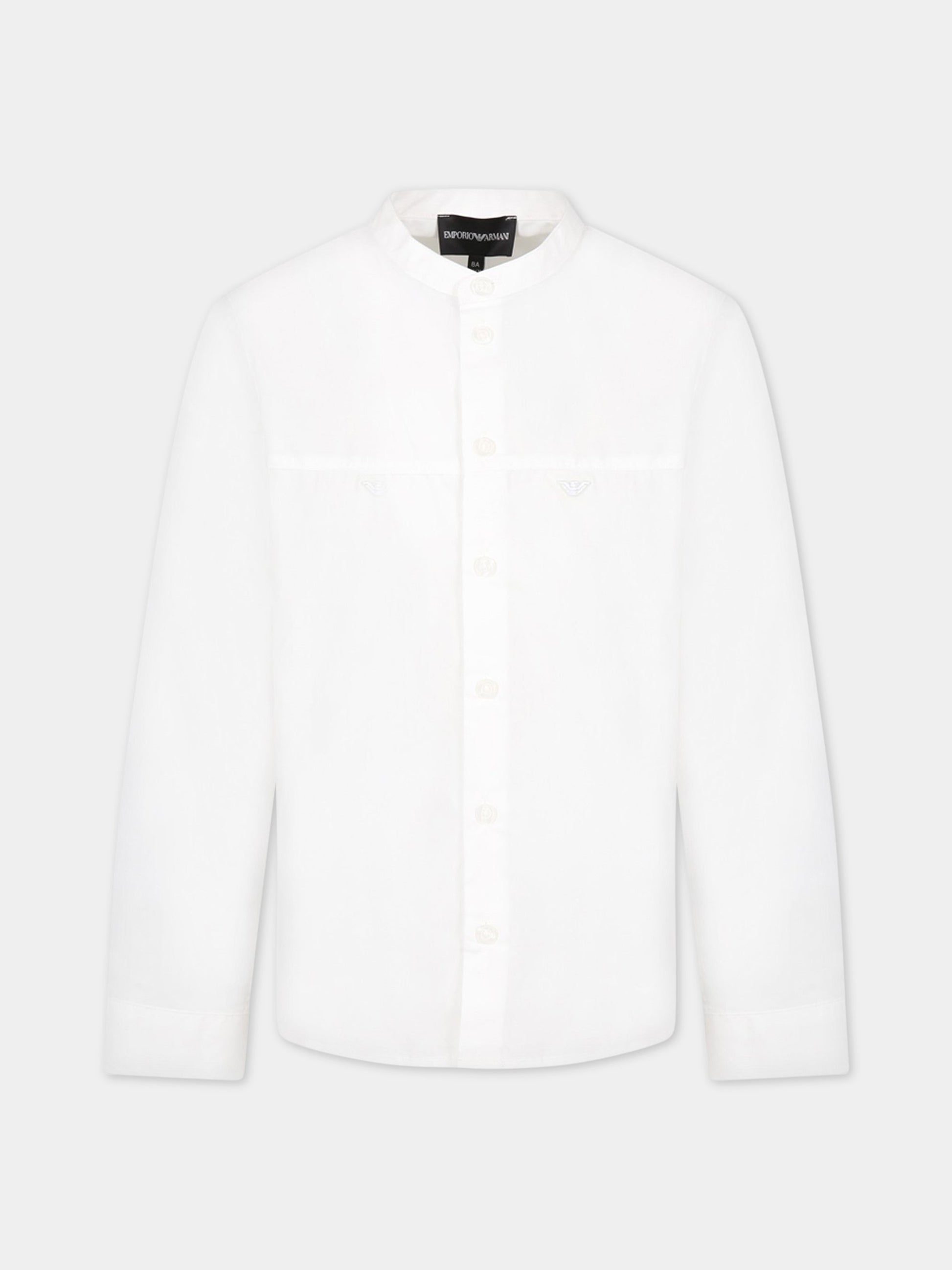 Camicia bianca per bambino con iconico aquilotto,Armani Junior,3R4CJD 1NVZZ 0100