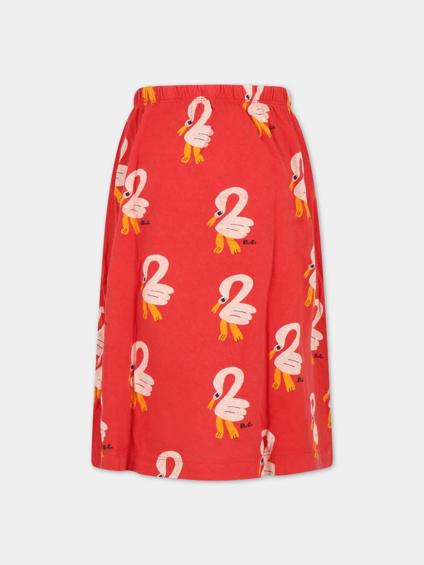 Gonna rossa per bambina con fenicotteri e logo,Bobo Choses,123AC106