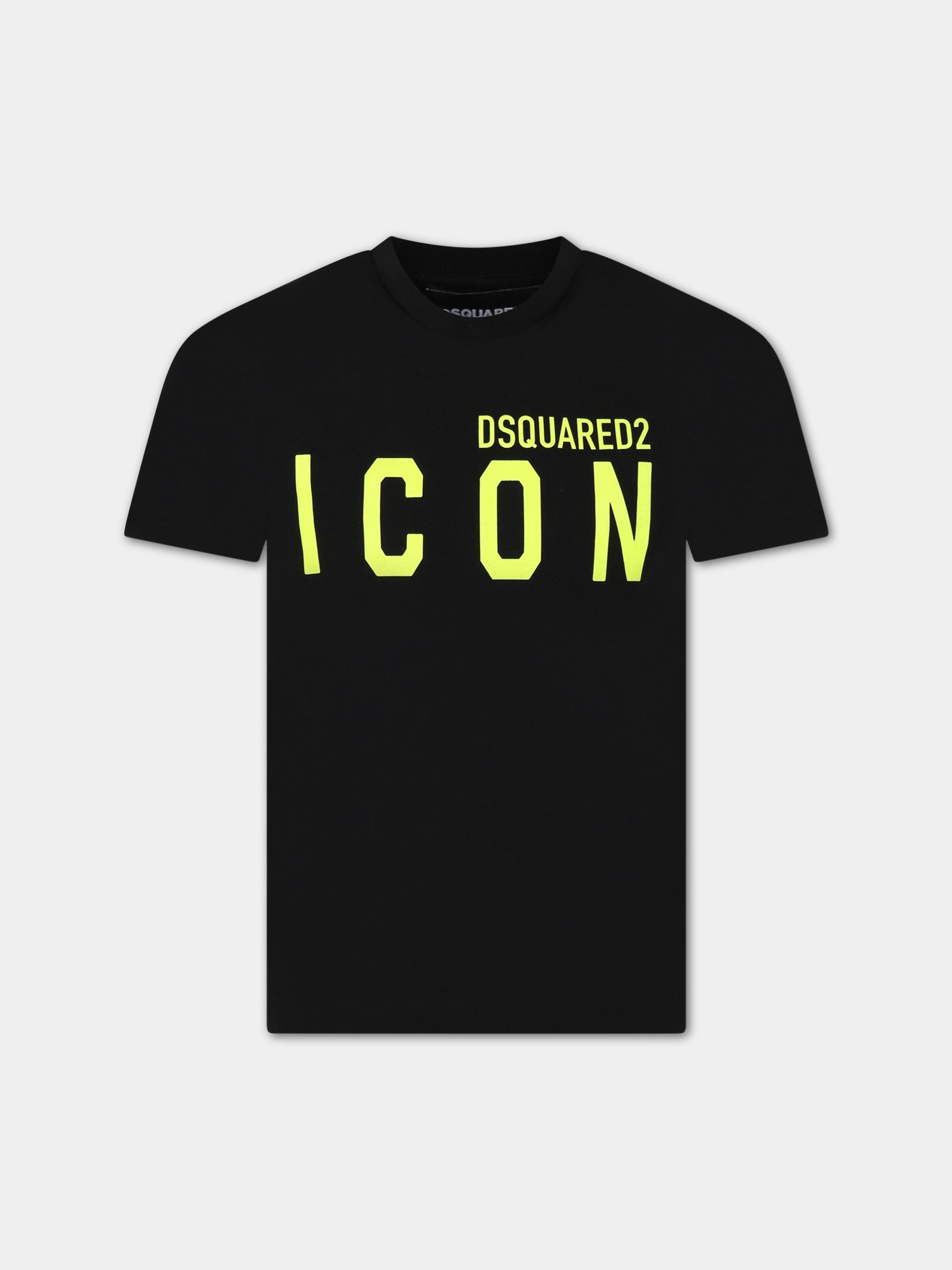 T-shirt nera per bambino con logo,Dsquared2,DQ1697 D00MM DQ90K