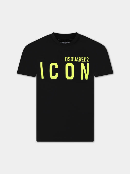 T-shirt nera per bambino con logo,Dsquared2,DQ1697 D00MM DQ90K