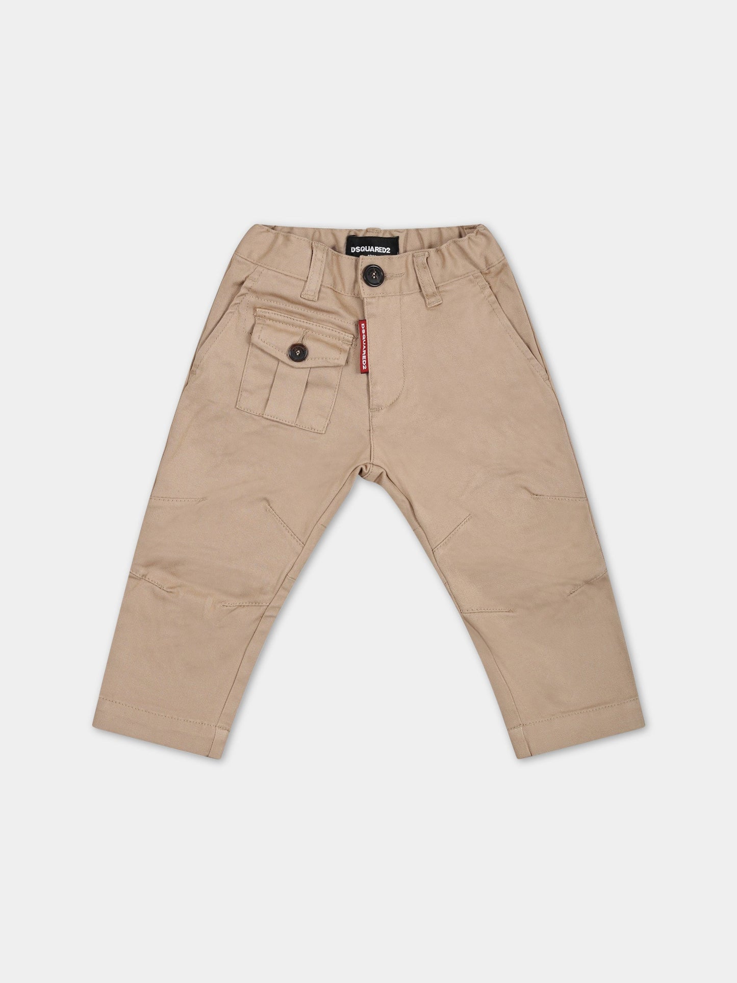 Pantaloni beige per neonato con logo,Dsquared2,DQ1561 D0093 DQ707