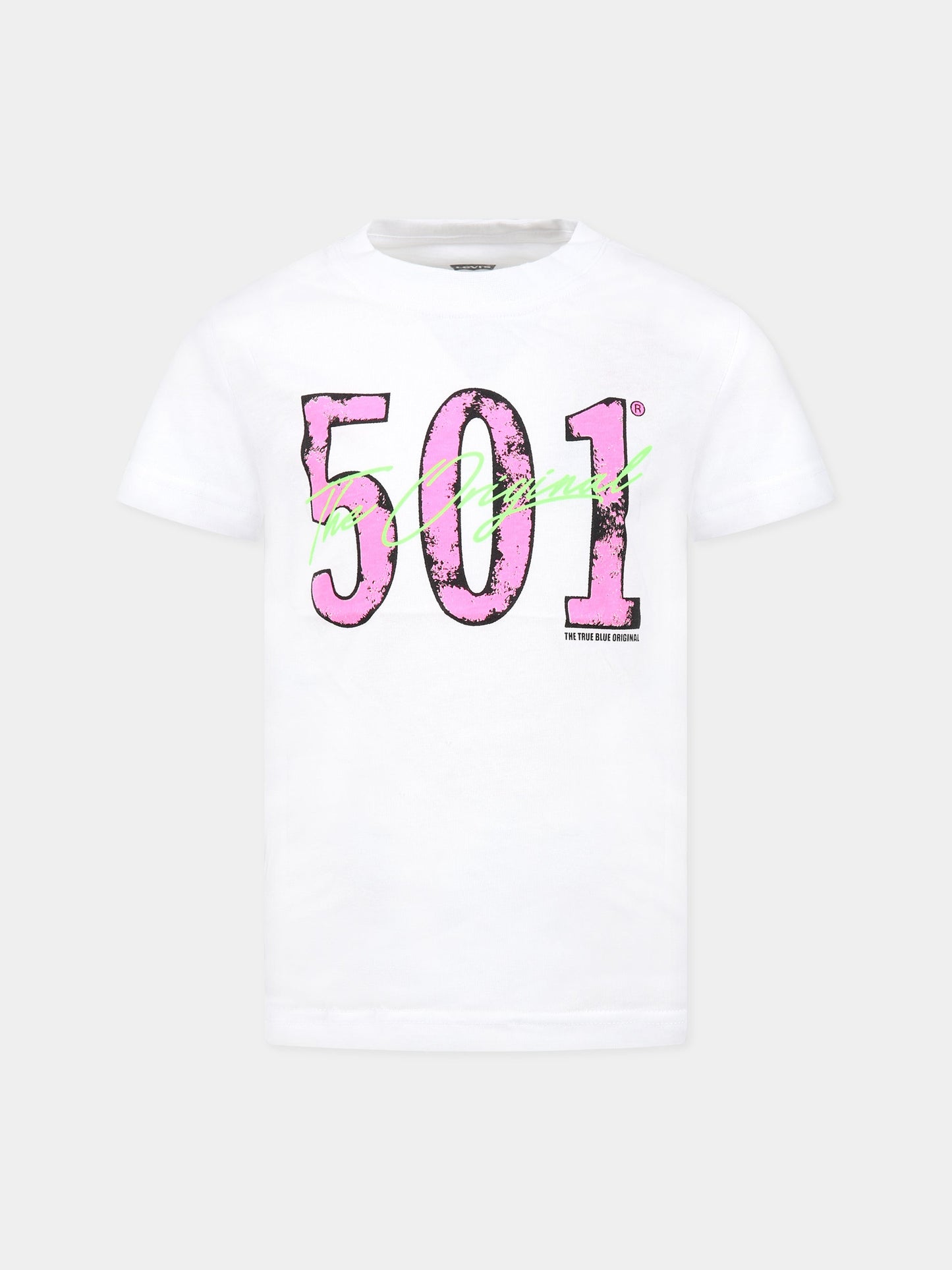 T-shirt bianca per bambina con stampa e logo,Levi's Kids,LK8EH882 8EH882 W1T