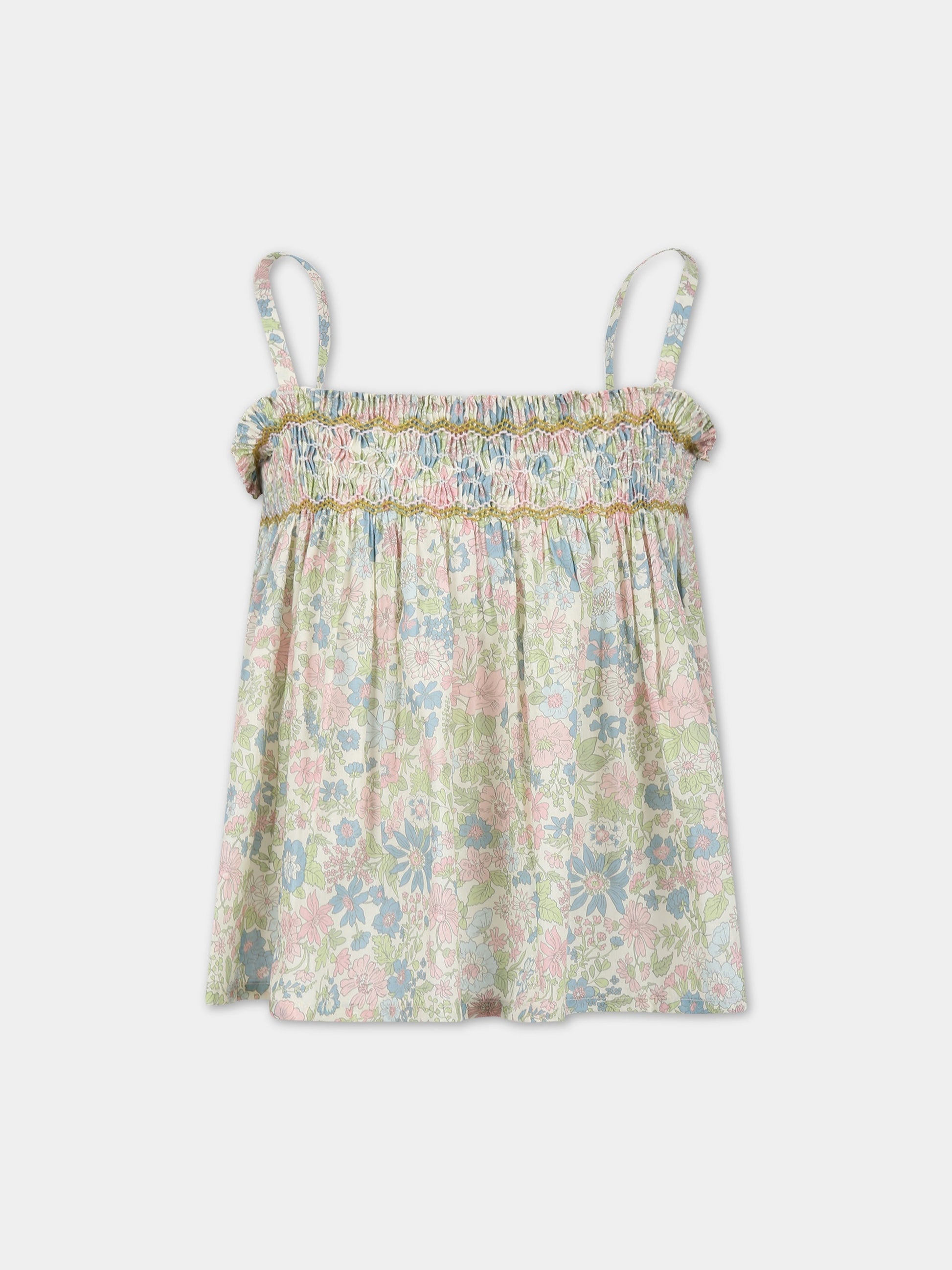 T-shirt multicolor per bambina con stampa fiori,Bonpoint,S03GBLW00102 520