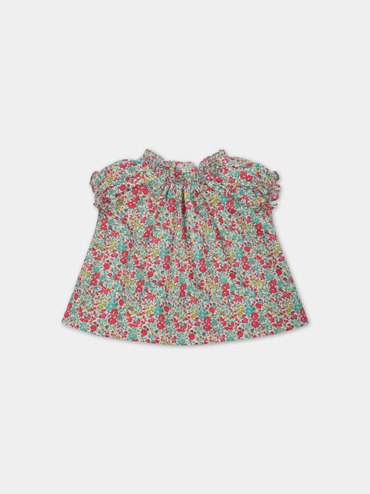T-shirt multicolor per neonata con stampa liberty,Bonpoint,S03XBLW00008 544A