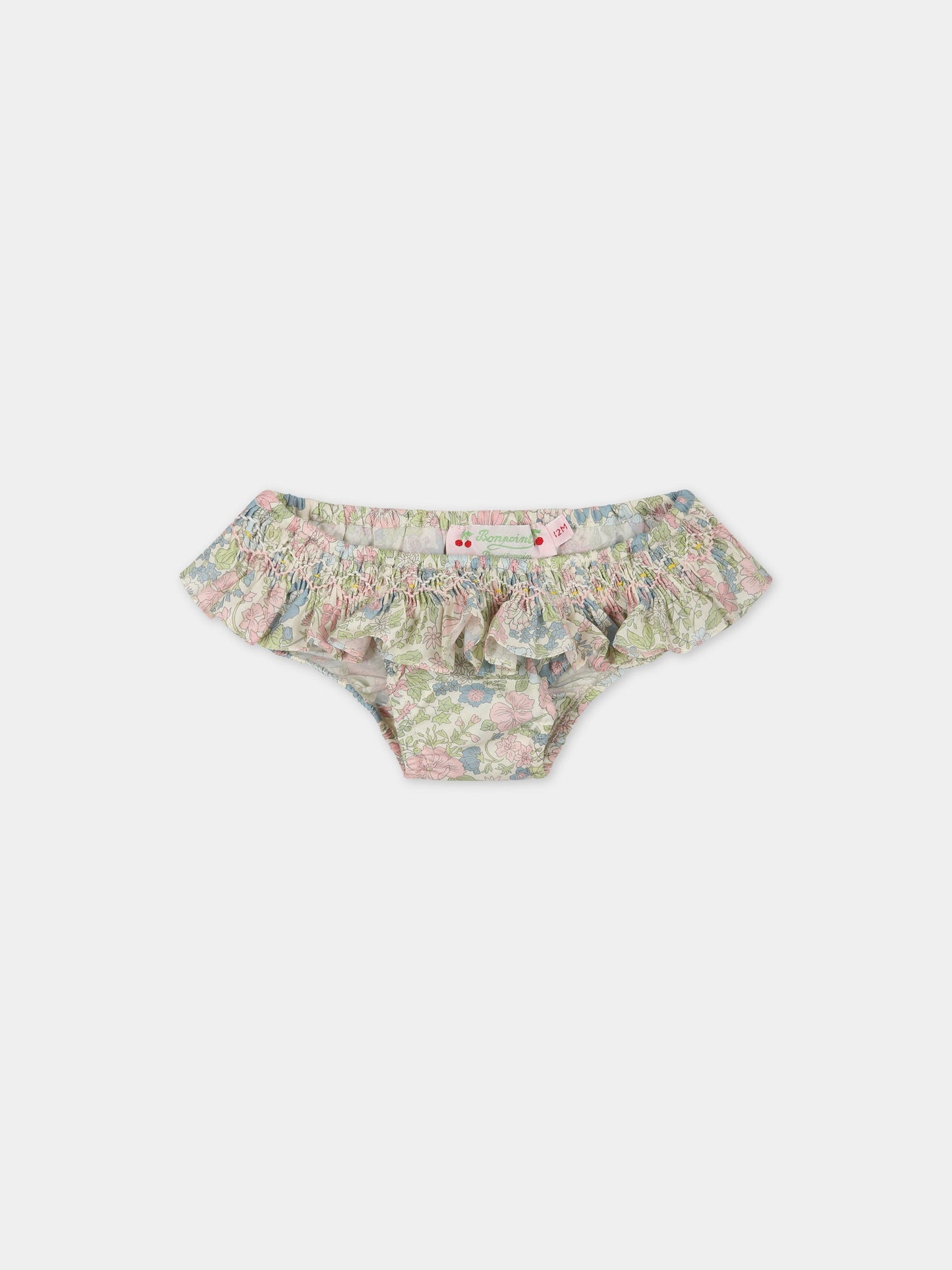 Slip multicolor per neonata con stampa fiori,Bonpoint,S03XSSW00100 520