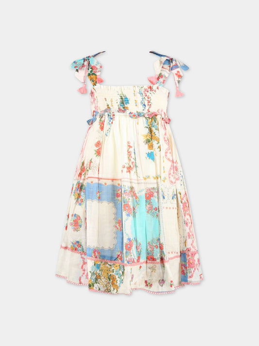 Vestito avorio per bambina con stampa floreale,Zimmermann,3088DCLO PPAF
