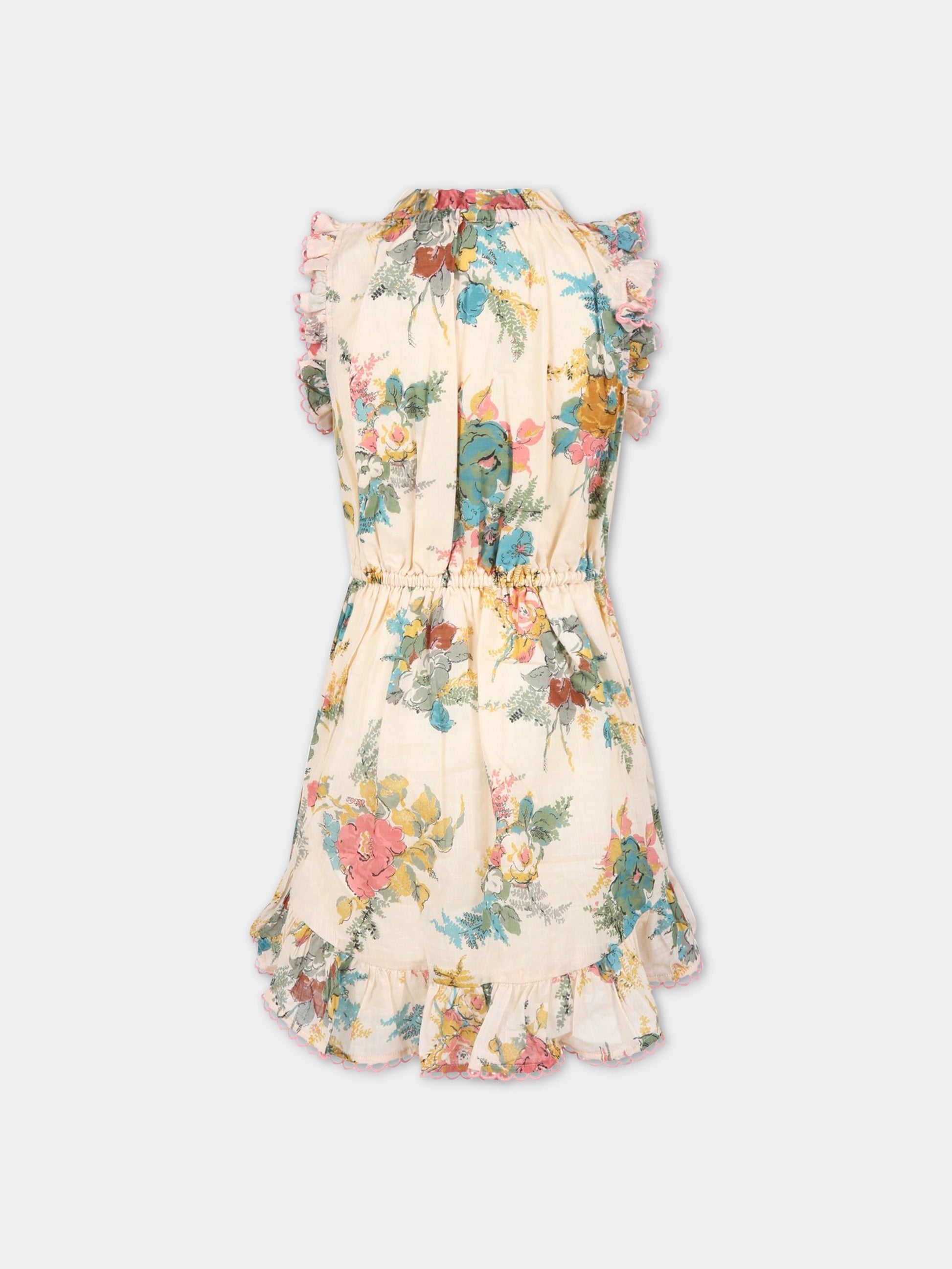 Vestito beige per bambina con stampa floreale,Zimmermann,1897DCLO HPFL