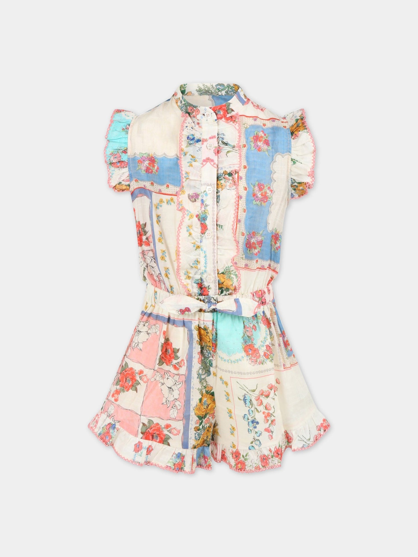 Tuta avorio per bambina con stampa floreale,Zimmermann,1792YCLO PPAF