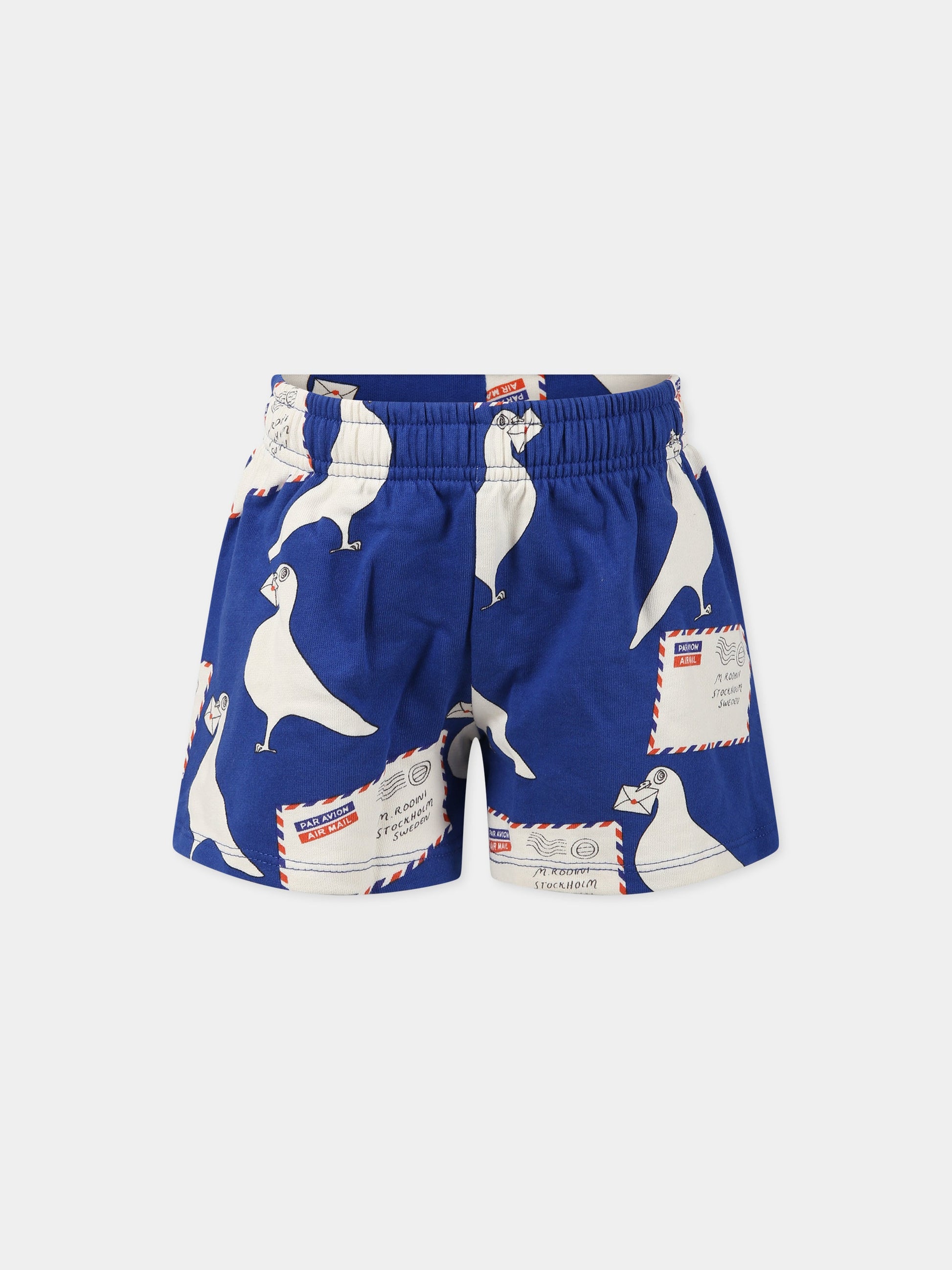 Shorts azzurro per bambino con stampa,Mini Rodini,2323013260