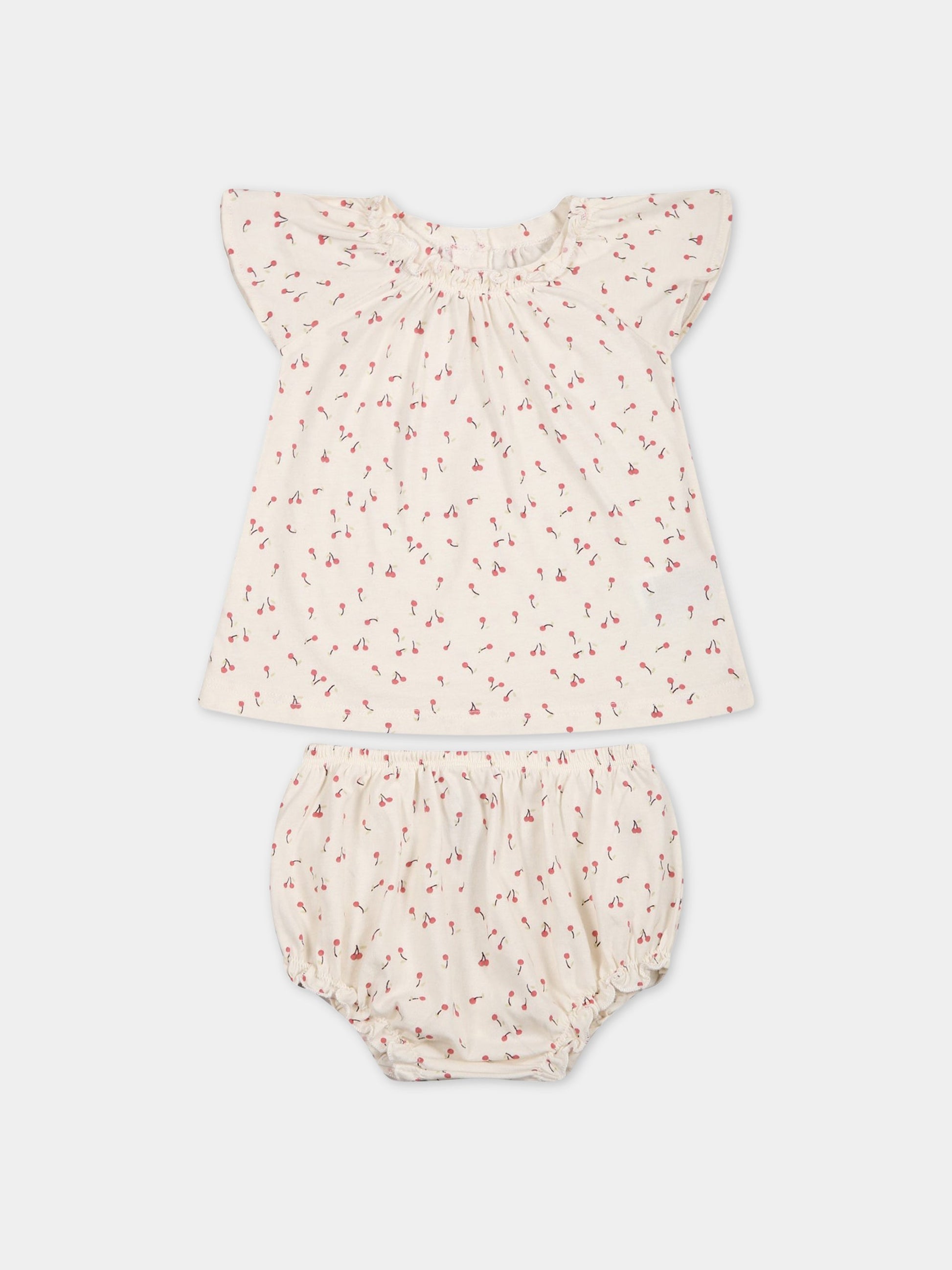 Completo avorio per neonata con ciliegie,Bonpoint,S03XNIK00100 622C