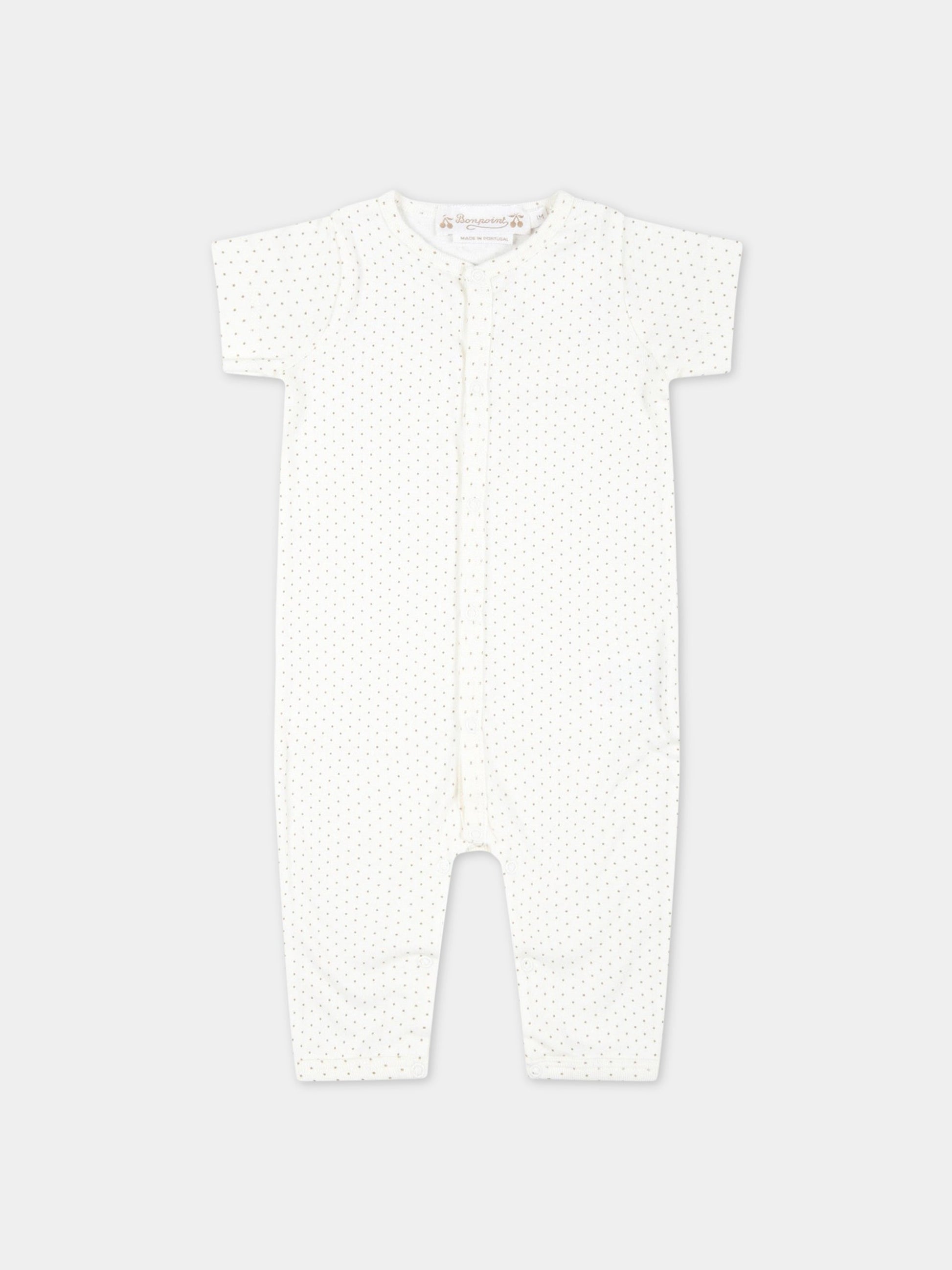 Tutina avorio per neonata con pois beige,Bonpoint,S03YOVK00050 766B