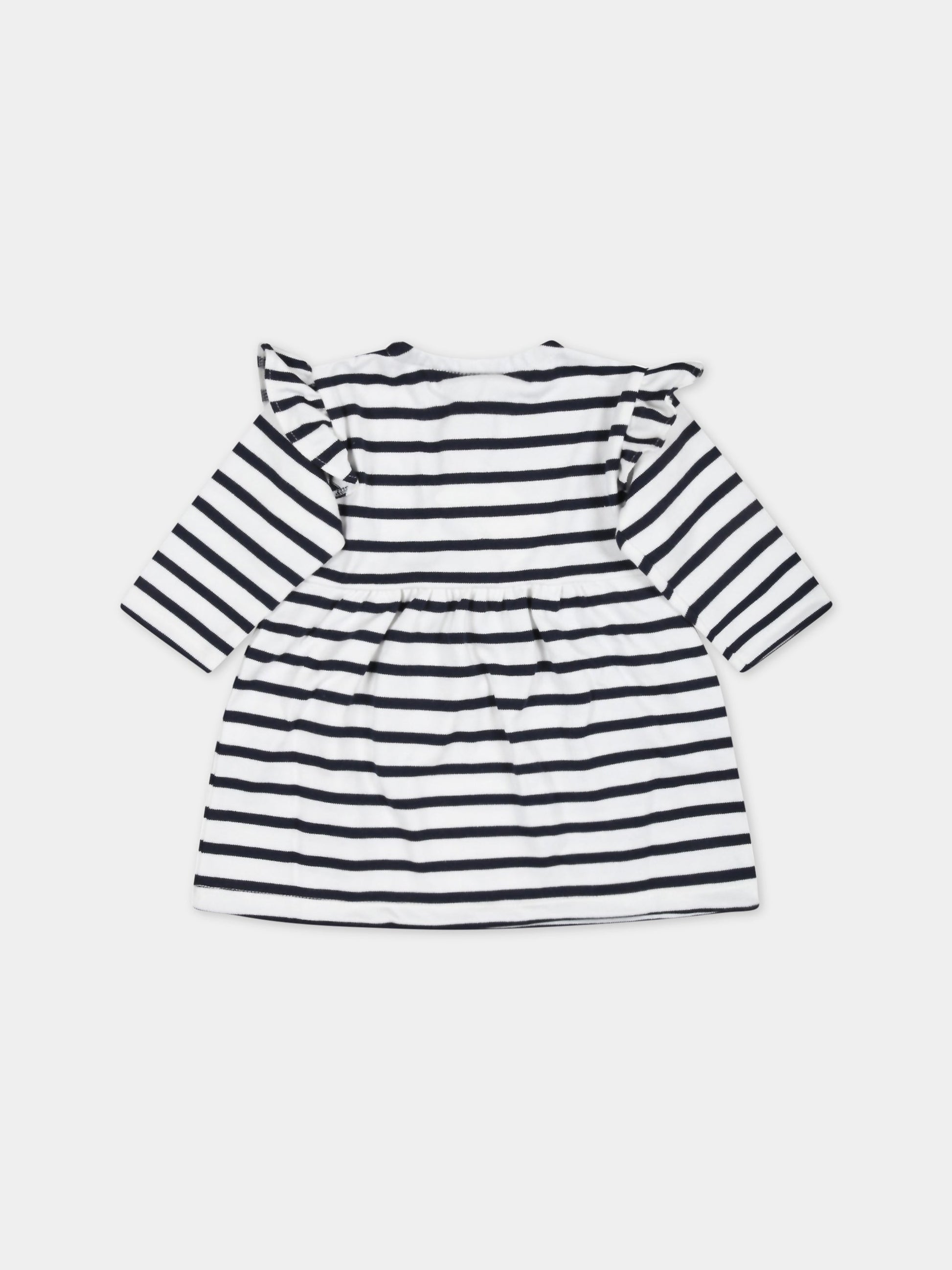 Vestito multicolor per neonata a righe,Petit Bateau,A0723 MARSHMALLOW/SMOKING
