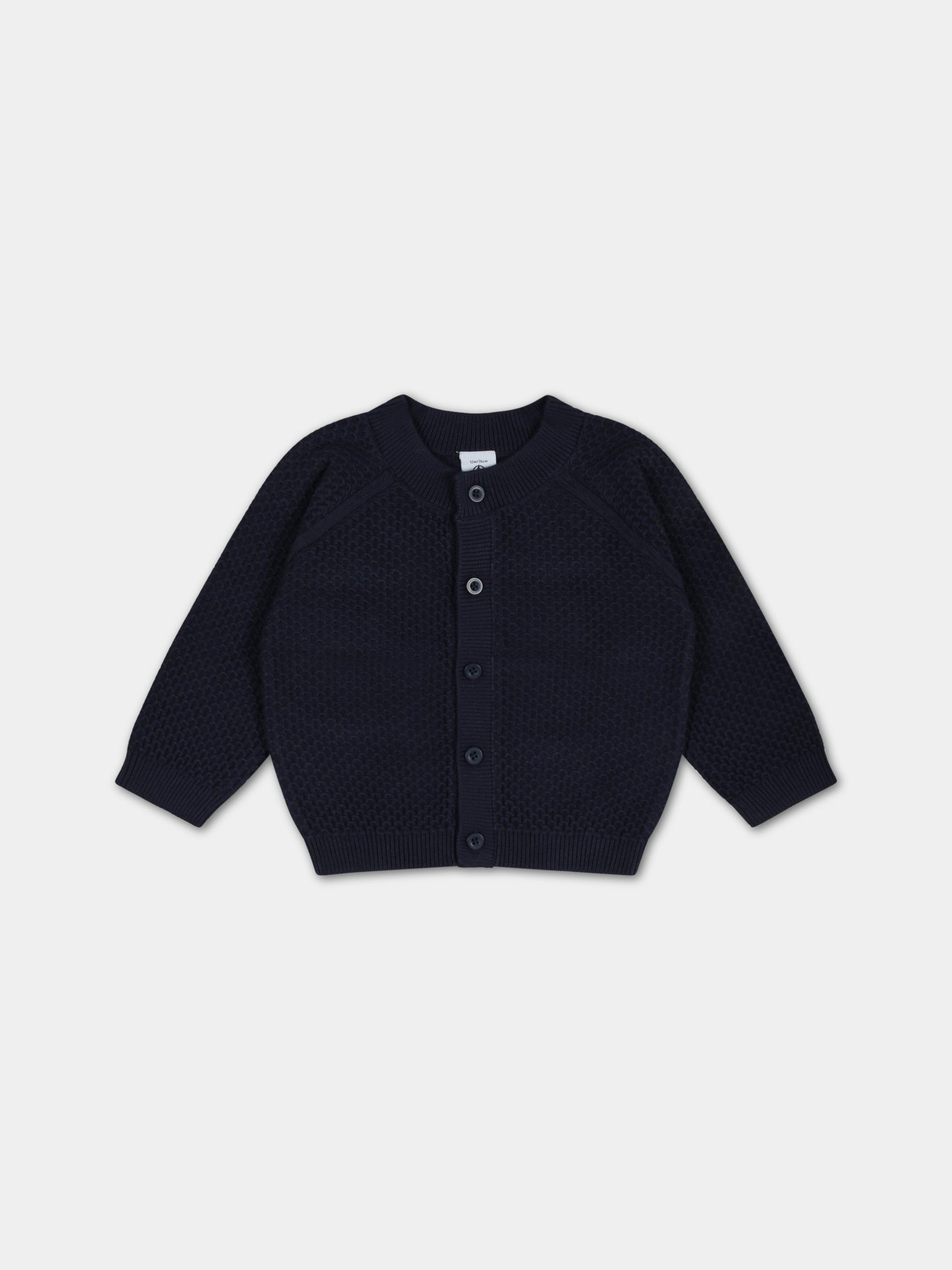 Cardigan blu per neonato,Petit Bateau,A06VK SMOKING